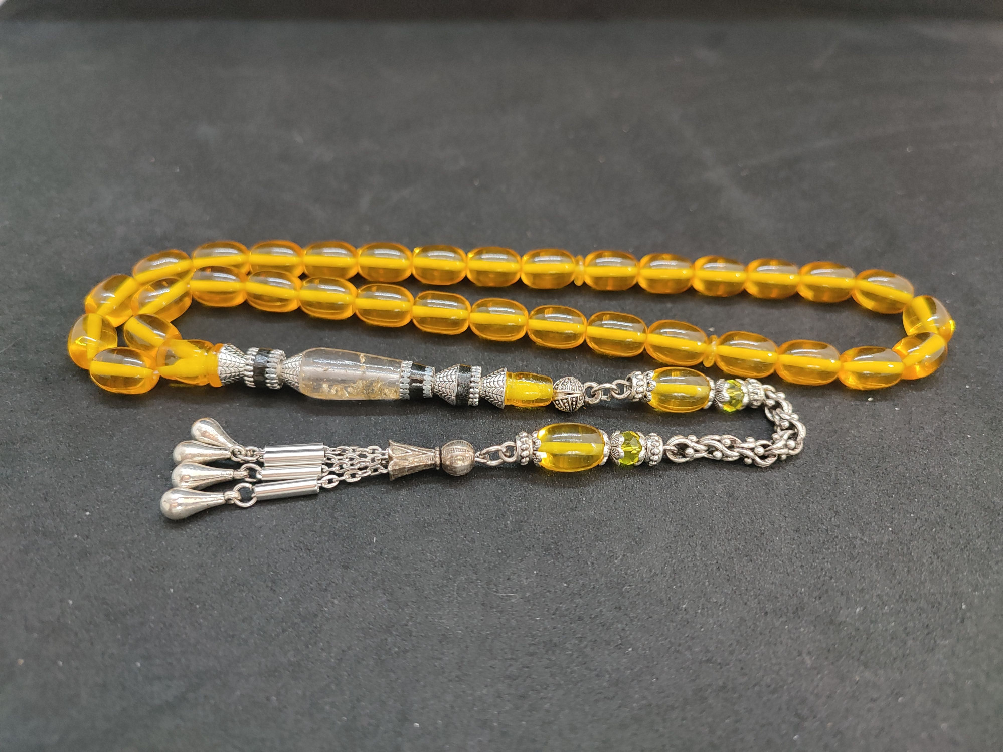 475 Ayar Gümüş Püskül 475 Ayar Gümüş Nakkaş Ateş-i Kehribar Sertifikalı 9608