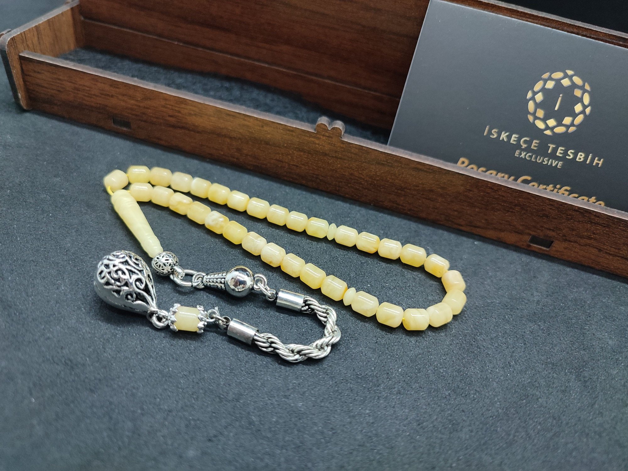 475 Ayar Gümüş Püsküllü 4 Parmak(Küçük Boy)Kalingrad White Amber 5.8 Gr.Sertifikalı 9615 küçük resim 3