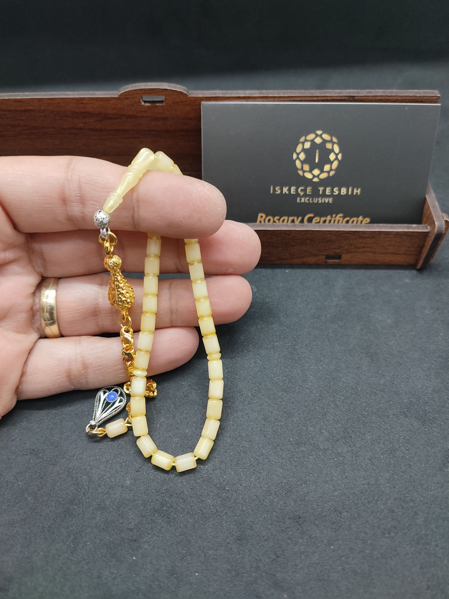 475 Ayar Gümüş Püsküllü 4 Parmak(Küçük Boy)Kalingrad White Amber 5.8 Gr.Sertifikalı 9616 küçük resim 3