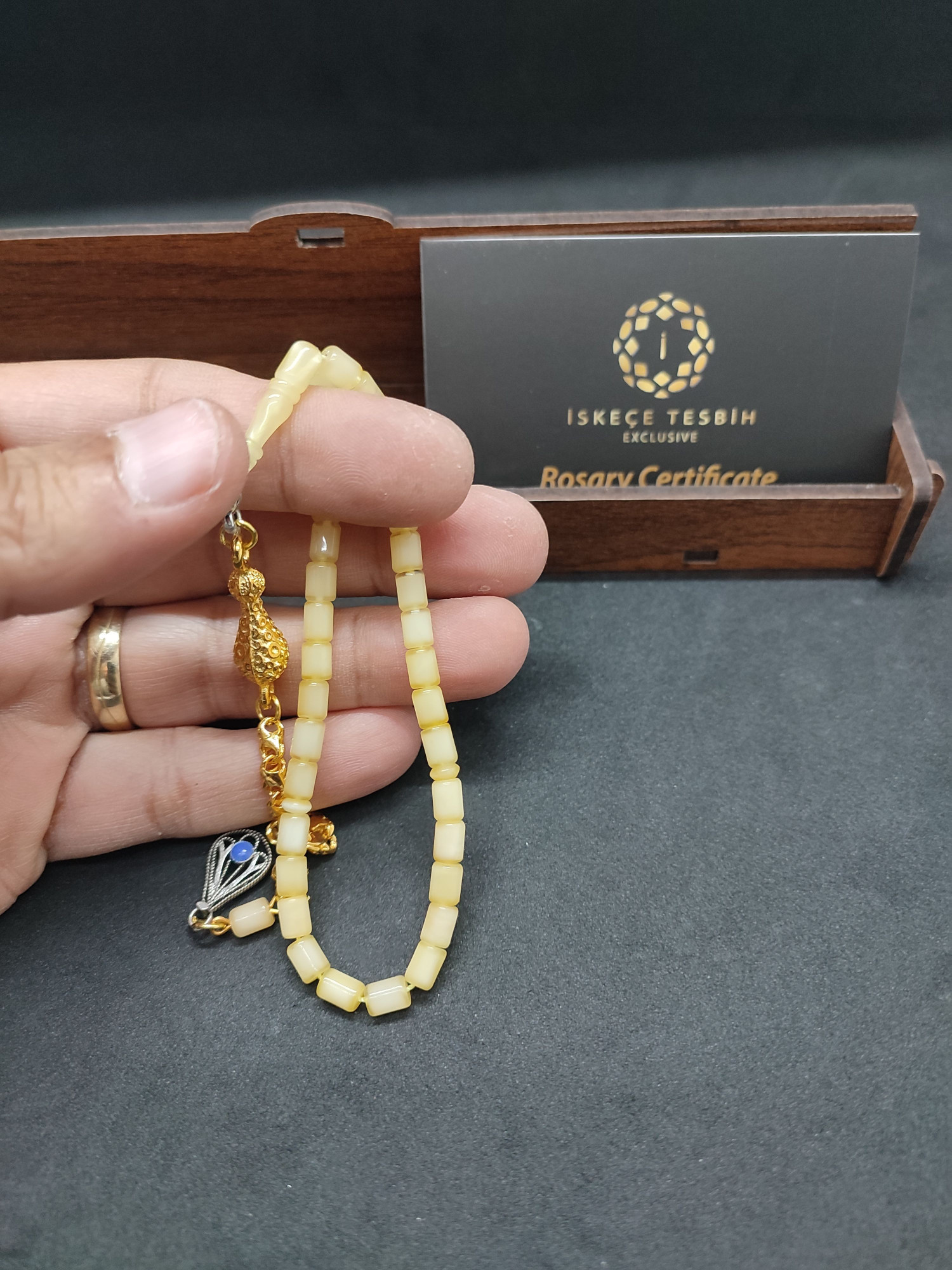 475 Ayar Gümüş Püsküllü 4 Parmak(Küçük Boy)Kalingrad White Amber 5.8 Gr.Sertifikalı 9616 küçük resim 5