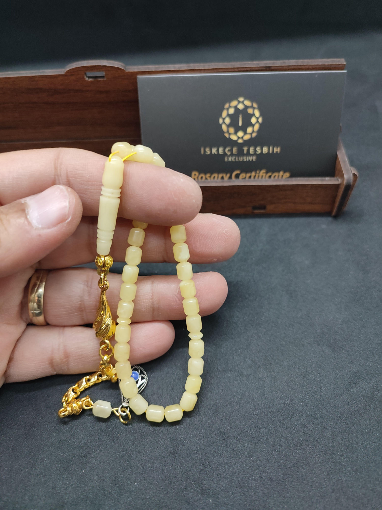 475 Ayar Gümüş Püsküllü 4 Parmak(Küçük Boy)Kalingrad White Amber 5.8 Gr.Sertifikalı 9617 küçük resim 5