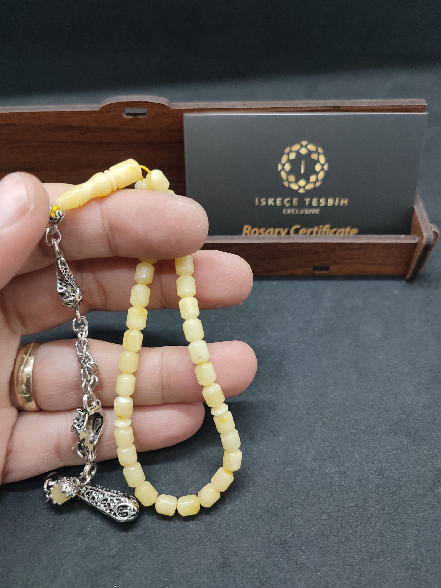 475 Ayar Gümüş Püsküllü 4 Parmak(Küçük Boy)Kalingrad White Amber 5.8 Gr.Sertifikalı 9618 küçük resim 5