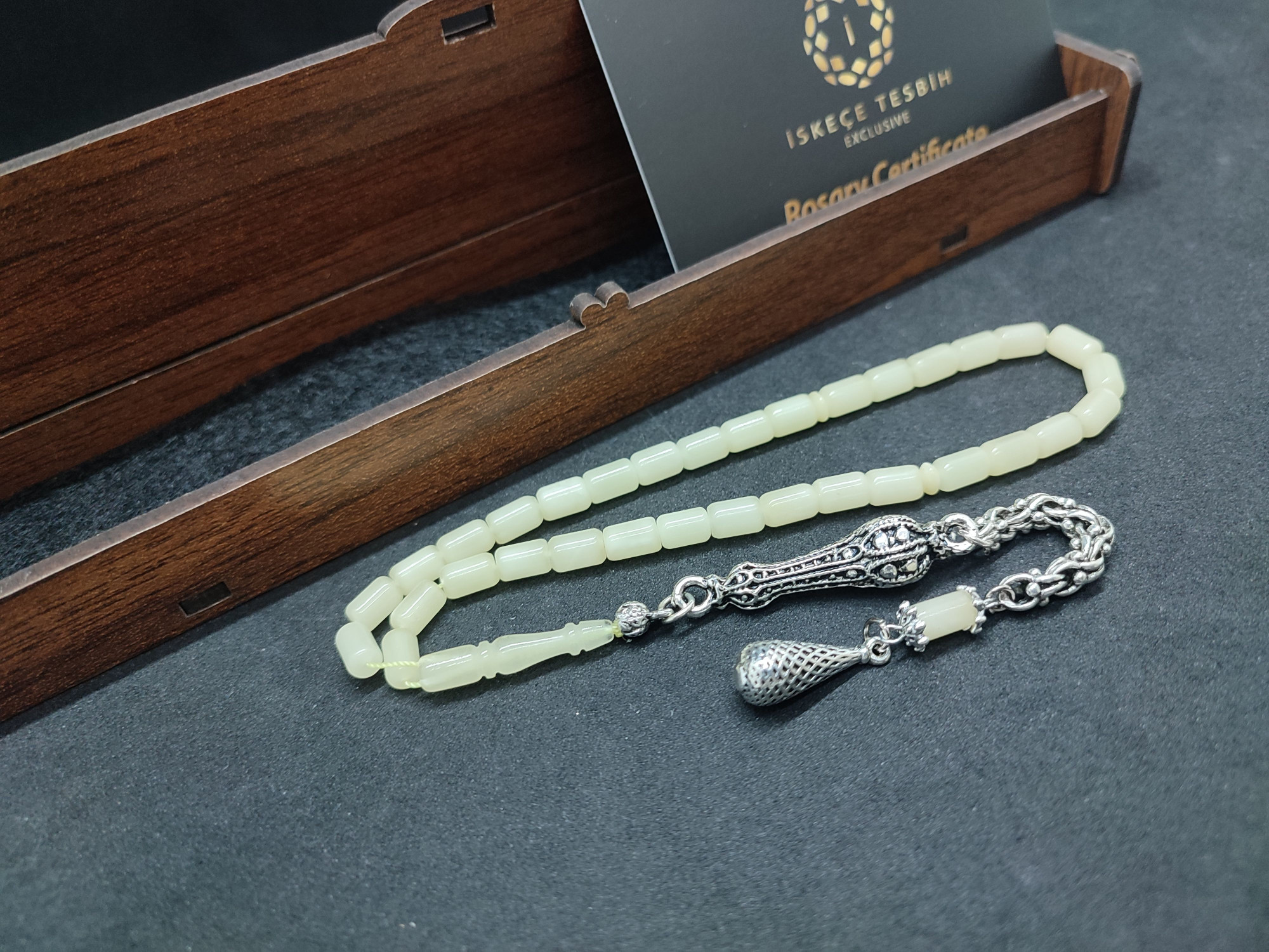 475 Ayar Gümüş Püsküllü El Boy Kalingrad White Amber 6.8 Gr.Sertifikalı 9619 küçük resim 2