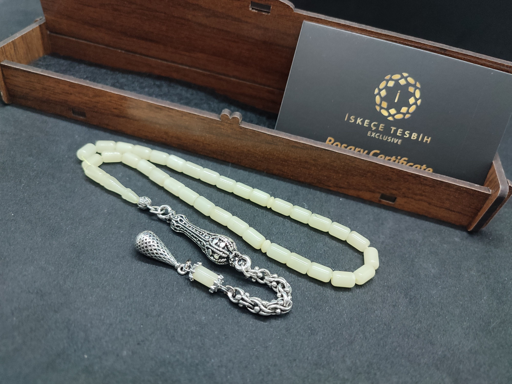 475 Ayar Gümüş Püsküllü El Boy Kalingrad White Amber 6.8 Gr.Sertifikalı 9619 küçük resim 4