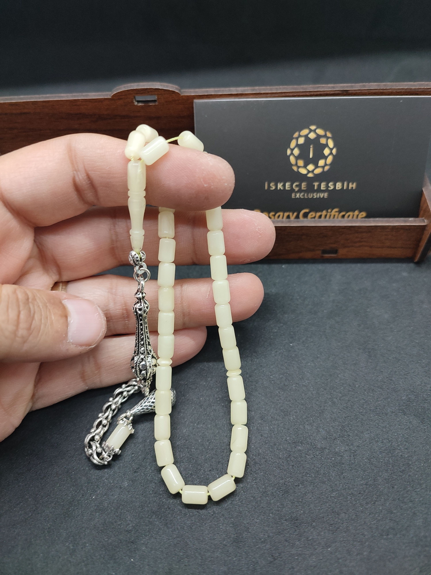 475 Ayar Gümüş Püsküllü El Boy Kalingrad White Amber 6.8 Gr.Sertifikalı 9619 küçük resim 5