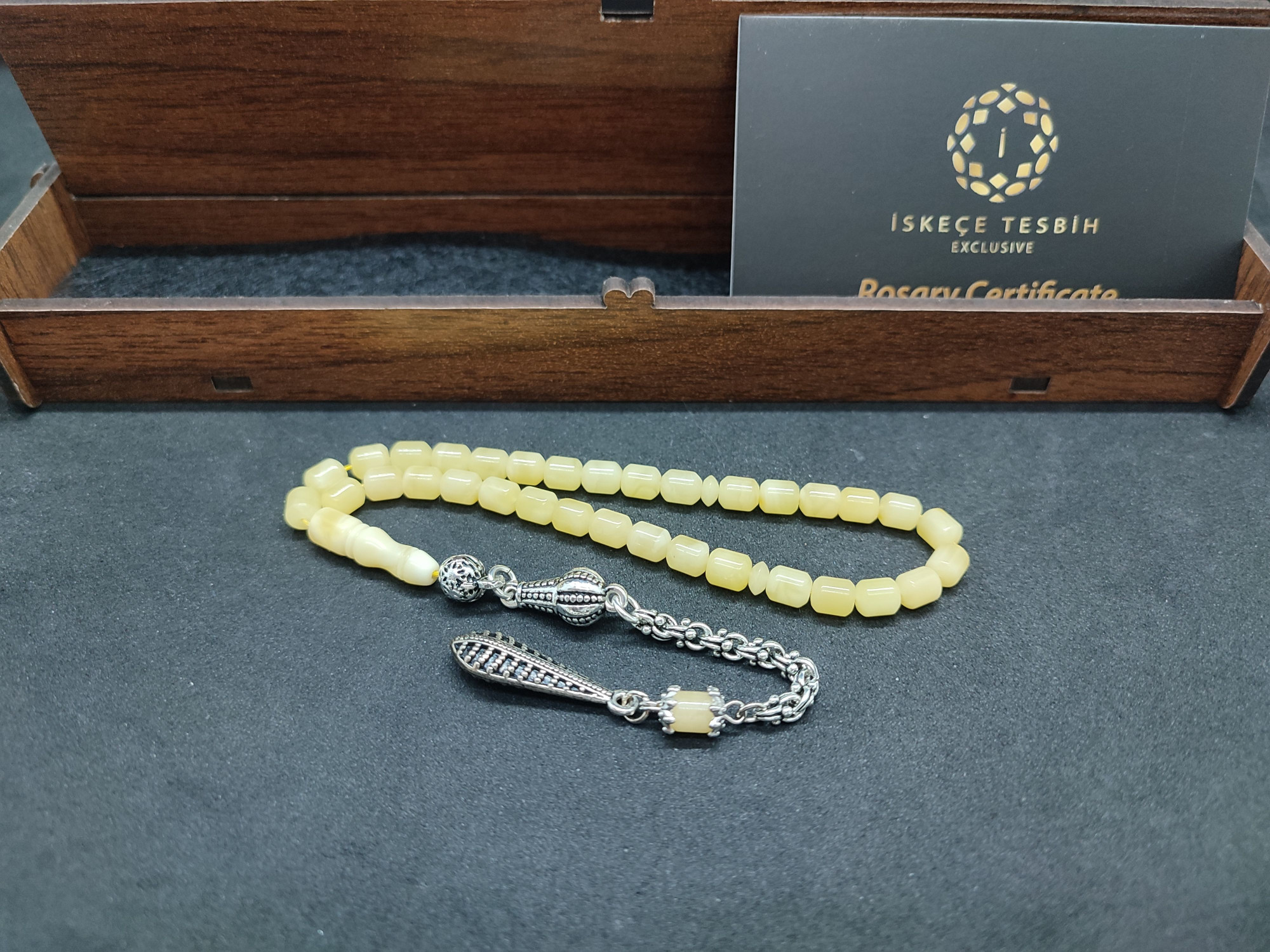 475 Ayar Gümüş Püsküllü 4 Parmak(Küçük Boy)Kalingrad White Amber 5.8 Gr.Sertifikalı 9620 küçük resim 2