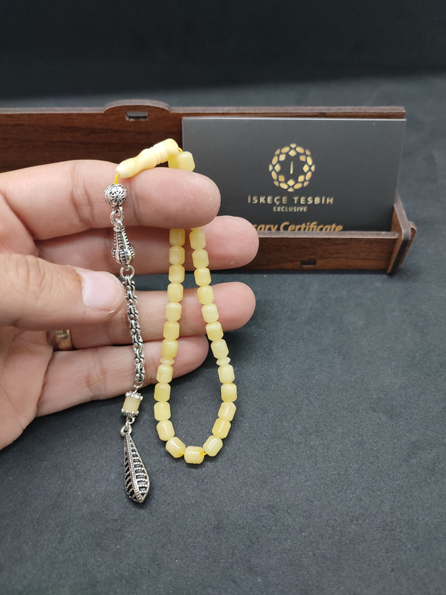 475 Ayar Gümüş Püsküllü 4 Parmak(Küçük Boy)Kalingrad White Amber 5.8 Gr.Sertifikalı 9620 küçük resim 5