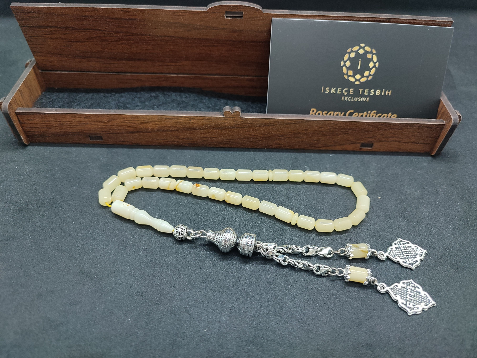 475 Ayar Gümüş Püsküllü El Boy Kalingrad White Amber 6.5 Gr.Sertifikalı 9621 küçük resim 2