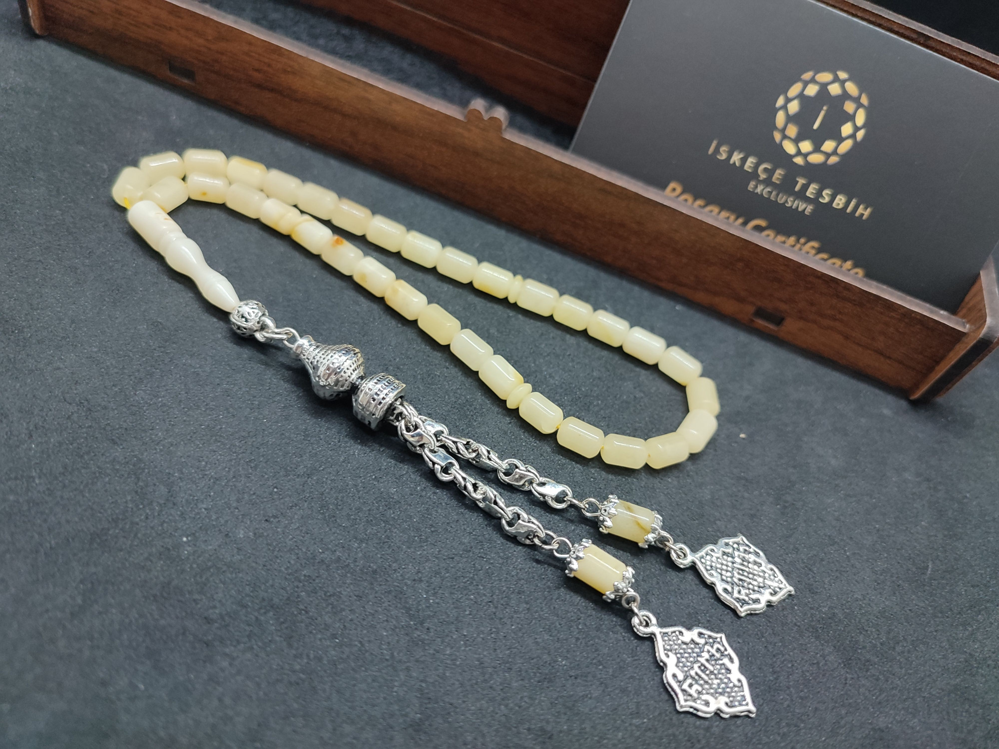 475 Ayar Gümüş Püsküllü El Boy Kalingrad White Amber 6.5 Gr.Sertifikalı 9621 küçük resim 3