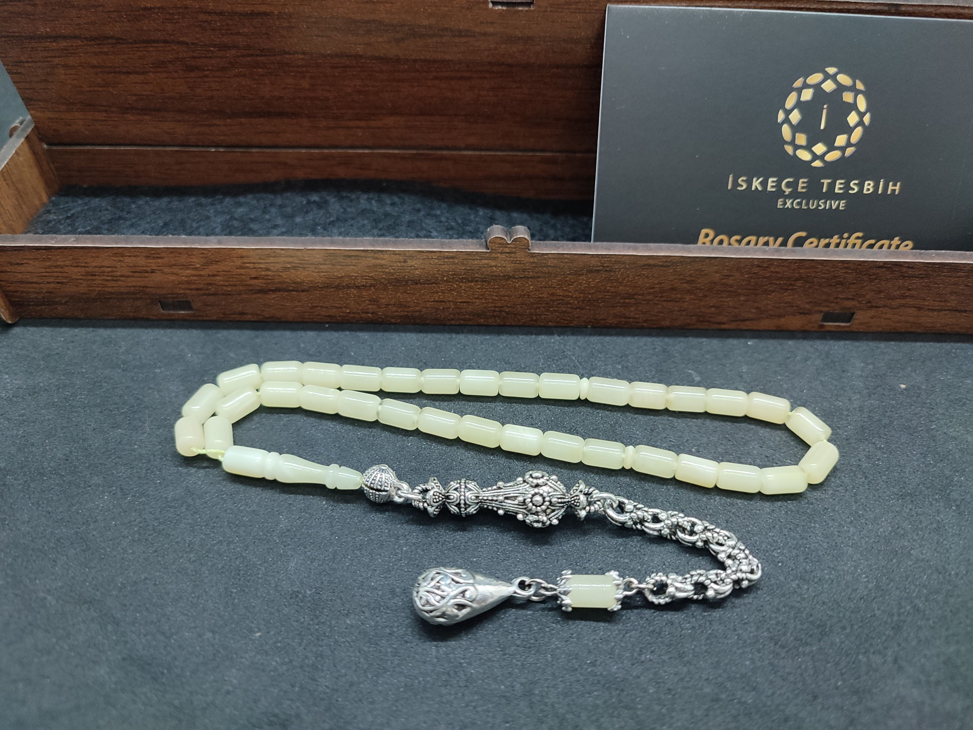 475 Ayar Gümüş Püsküllü El Boy Kalingrad White Amber 6.5 Gr.Sertifikalı 9622