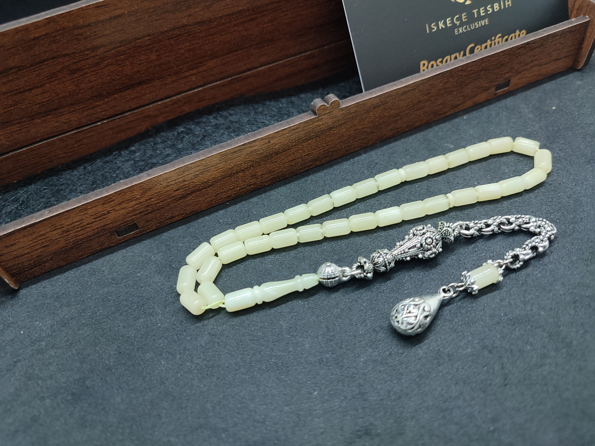 475 Ayar Gümüş Püsküllü El Boy Kalingrad White Amber 6.5 Gr.Sertifikalı 9622 küçük resim 2