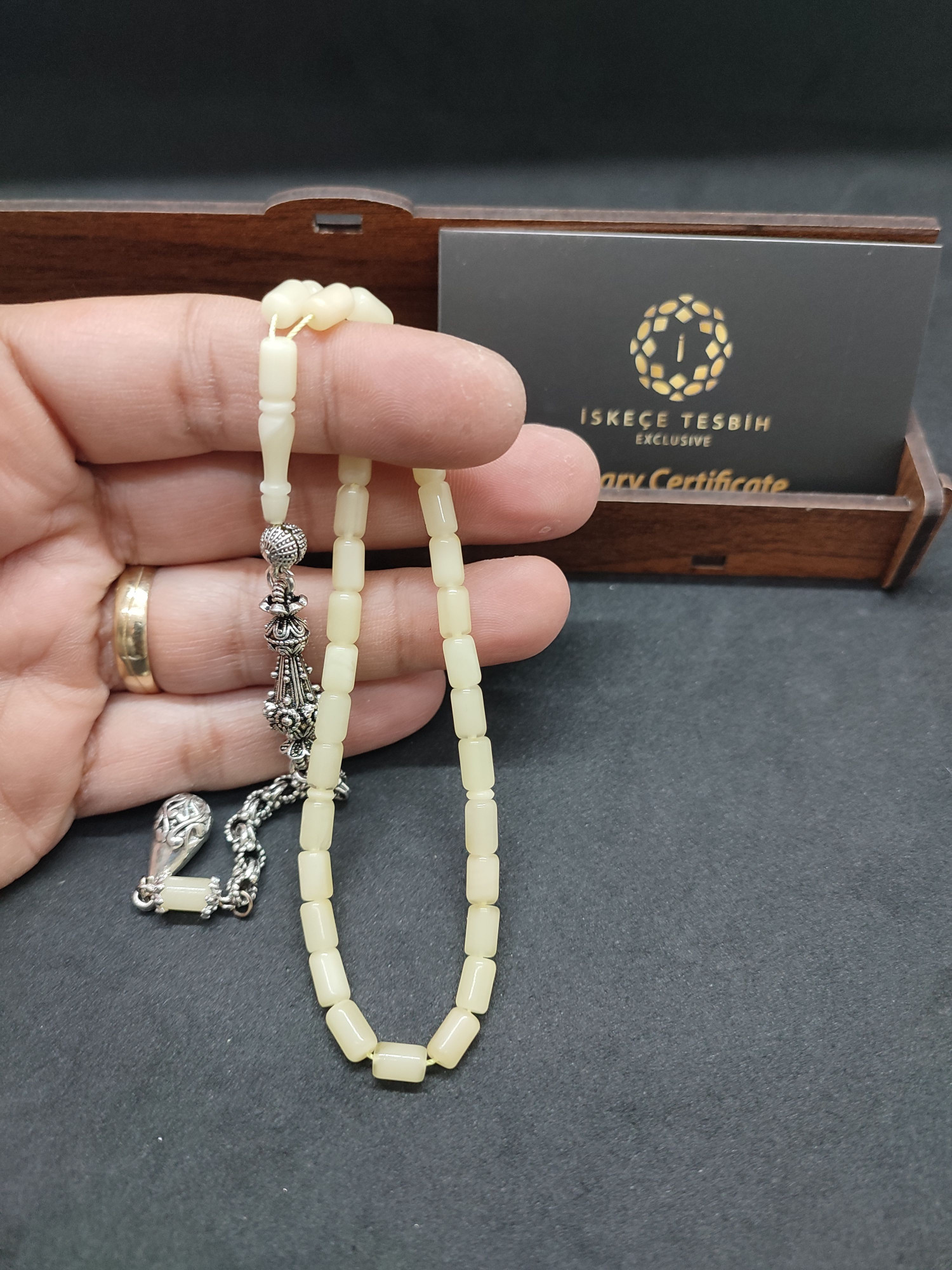 475 Ayar Gümüş Püsküllü El Boy Kalingrad White Amber 6.5 Gr.Sertifikalı 9622 küçük resim 3