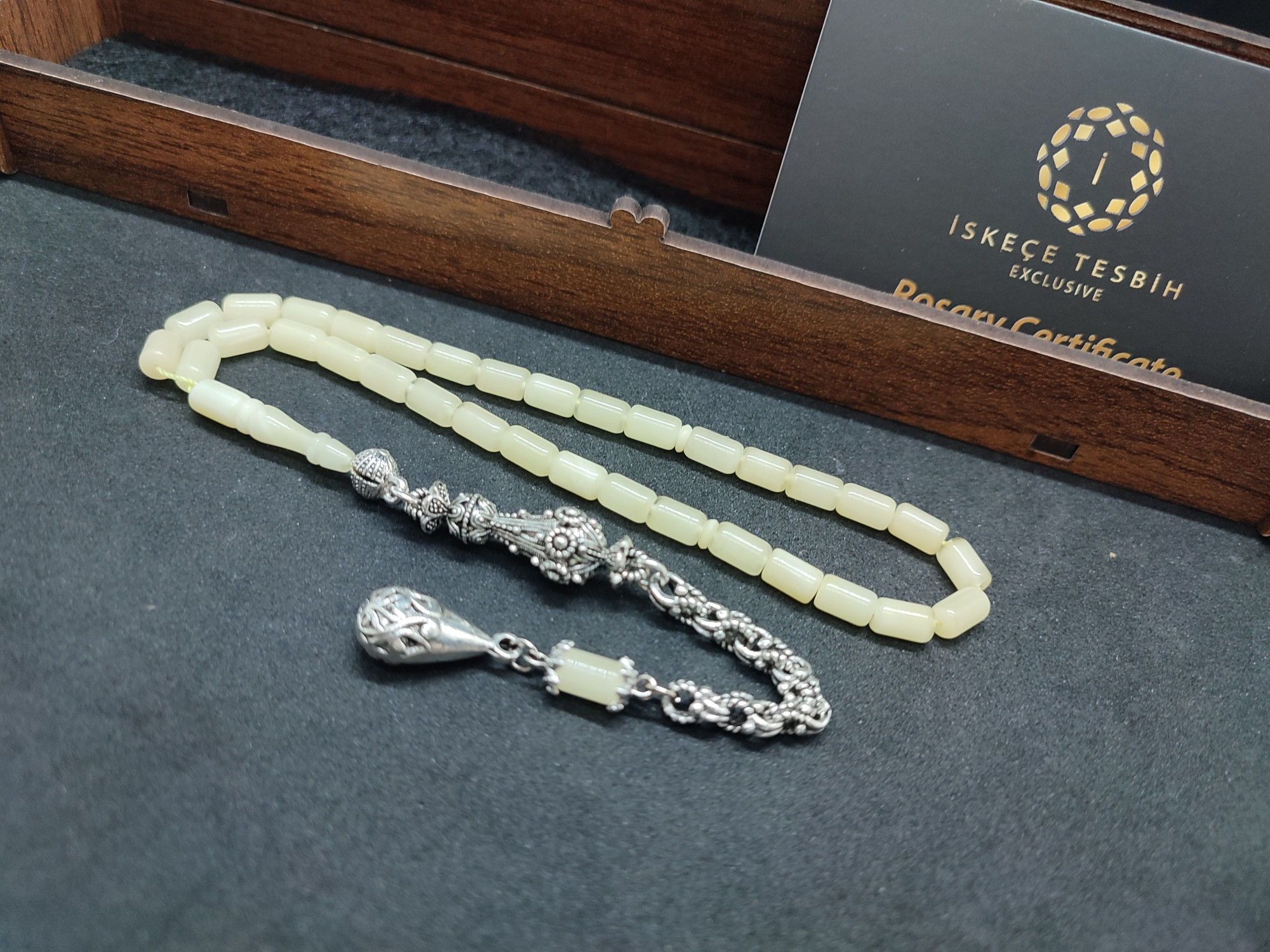 475 Ayar Gümüş Püsküllü El Boy Kalingrad White Amber 6.5 Gr.Sertifikalı 9622 küçük resim 4