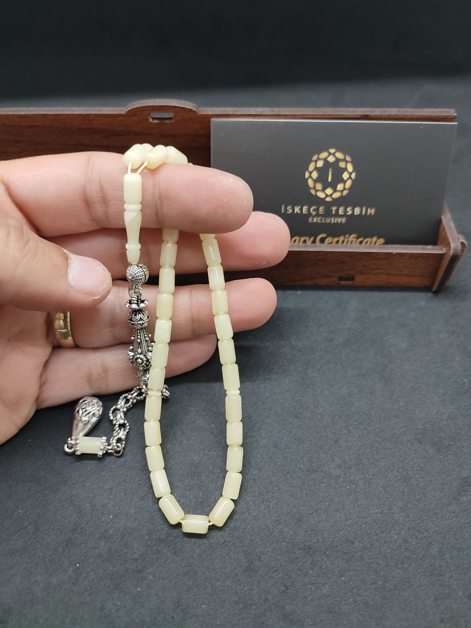 475 Ayar Gümüş Püsküllü El Boy Kalingrad White Amber 6.5 Gr.Sertifikalı 9622 küçük resim 5