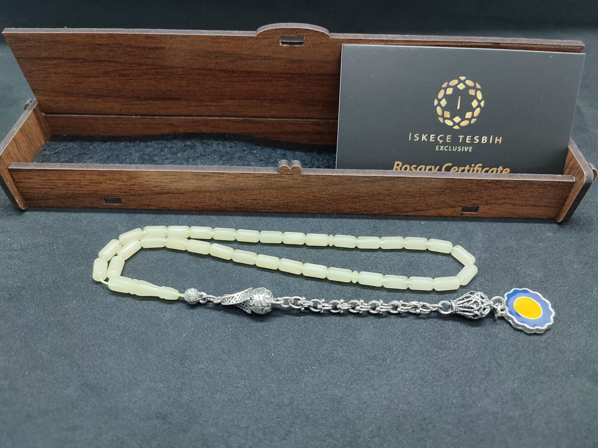 475 Ayar Gümüş Püsküllü El Boy Kalingrad White Amber 6.5 Gr.Sertifikalı 9623