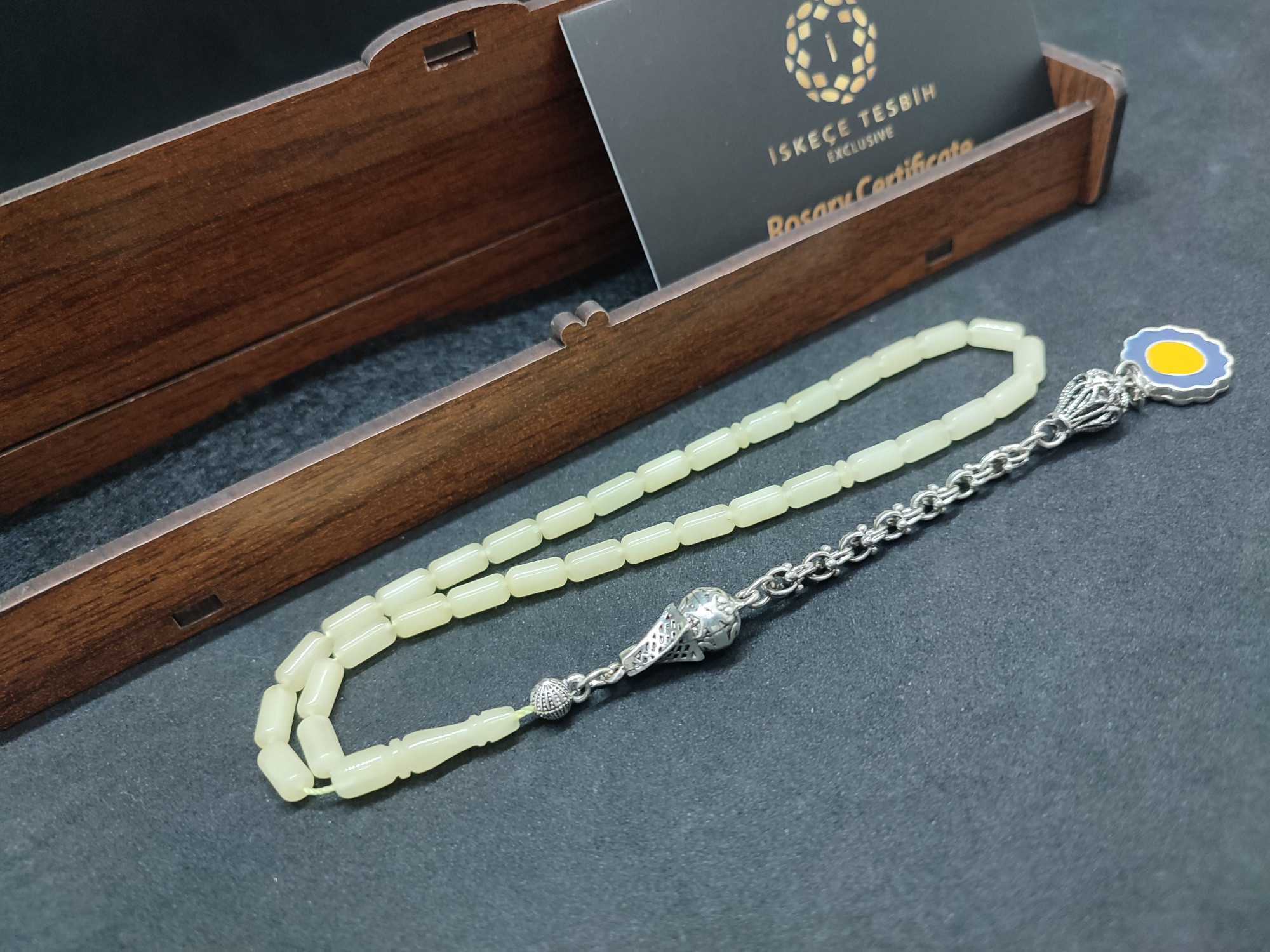 475 Ayar Gümüş Püsküllü El Boy Kalingrad White Amber 6.5 Gr.Sertifikalı 9623 küçük resim 2