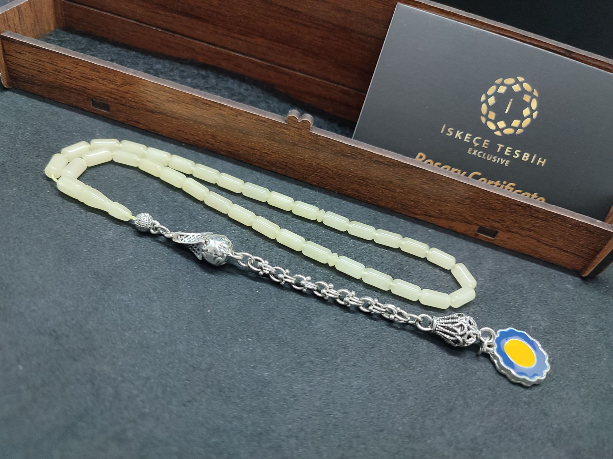 475 Ayar Gümüş Püsküllü El Boy Kalingrad White Amber 6.5 Gr.Sertifikalı 9623 küçük resim 3