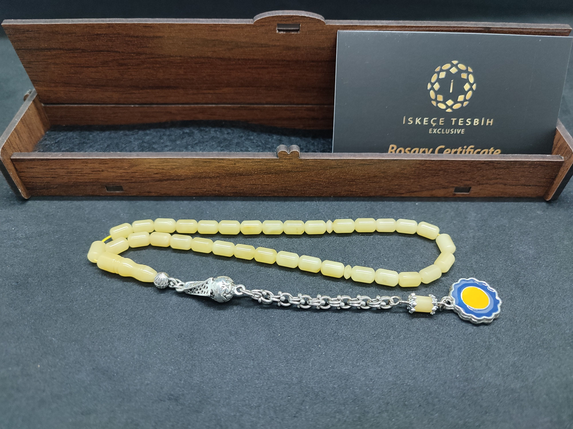 475 Ayar Gümüş Püsküllü El Boy Kalingrad White Amber 6.5 Gr.Sertifikalı 9624 küçük resim 2