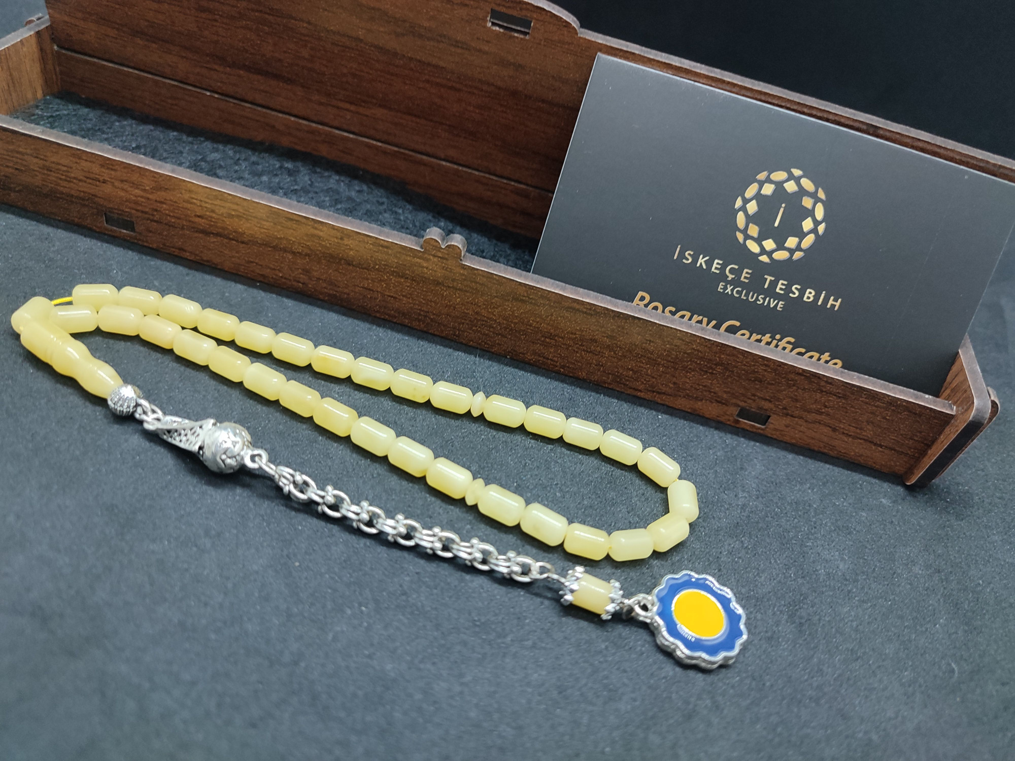 475 Ayar Gümüş Püsküllü El Boy Kalingrad White Amber 6.5 Gr.Sertifikalı 9624 küçük resim 3