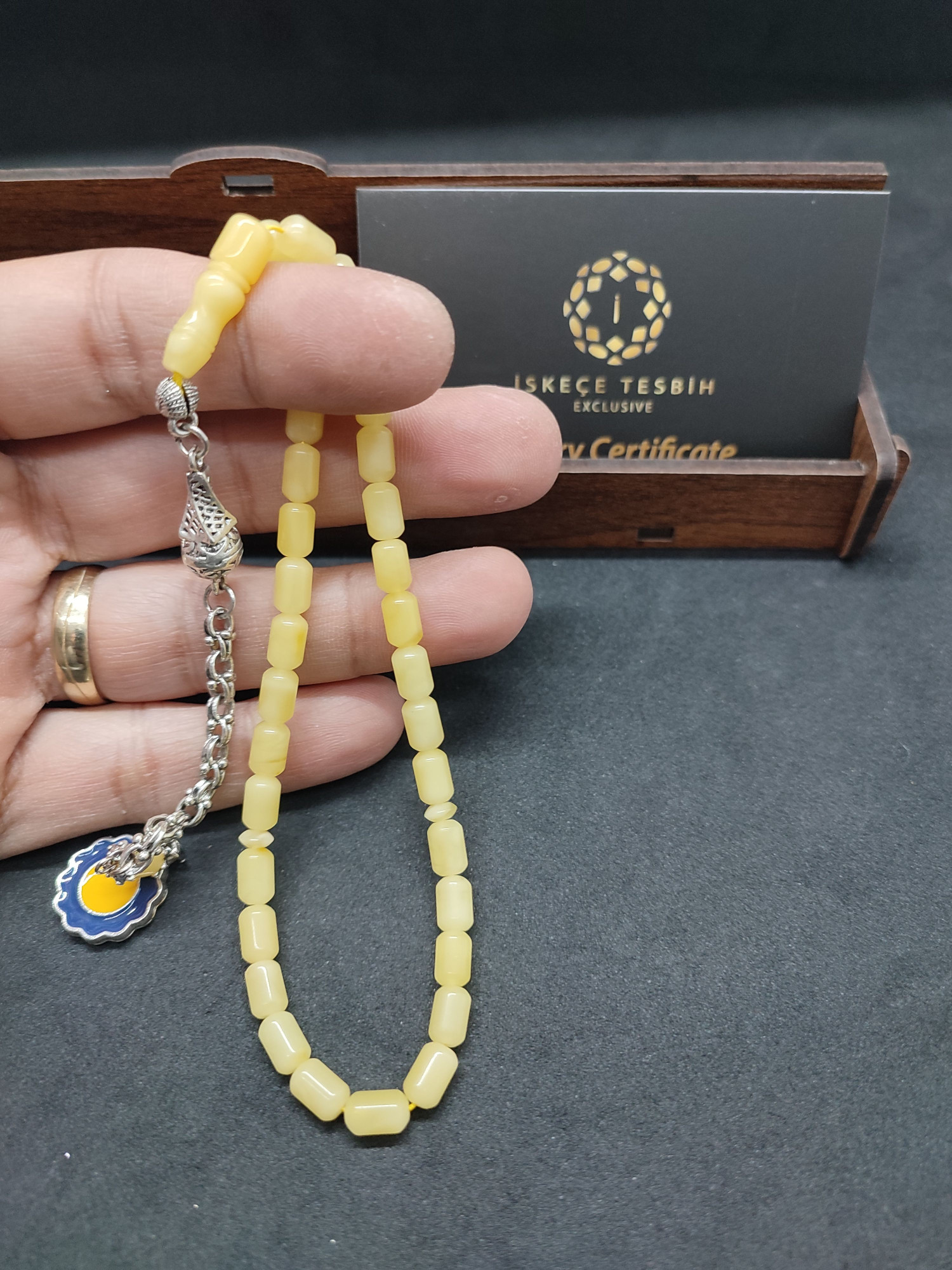 475 Ayar Gümüş Püsküllü El Boy Kalingrad White Amber 6.5 Gr.Sertifikalı 9624 küçük resim 4