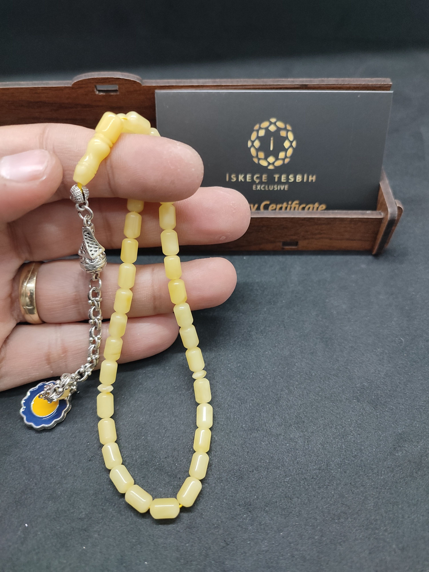 475 Ayar Gümüş Püsküllü El Boy Kalingrad White Amber 6.5 Gr.Sertifikalı 9624 küçük resim 5