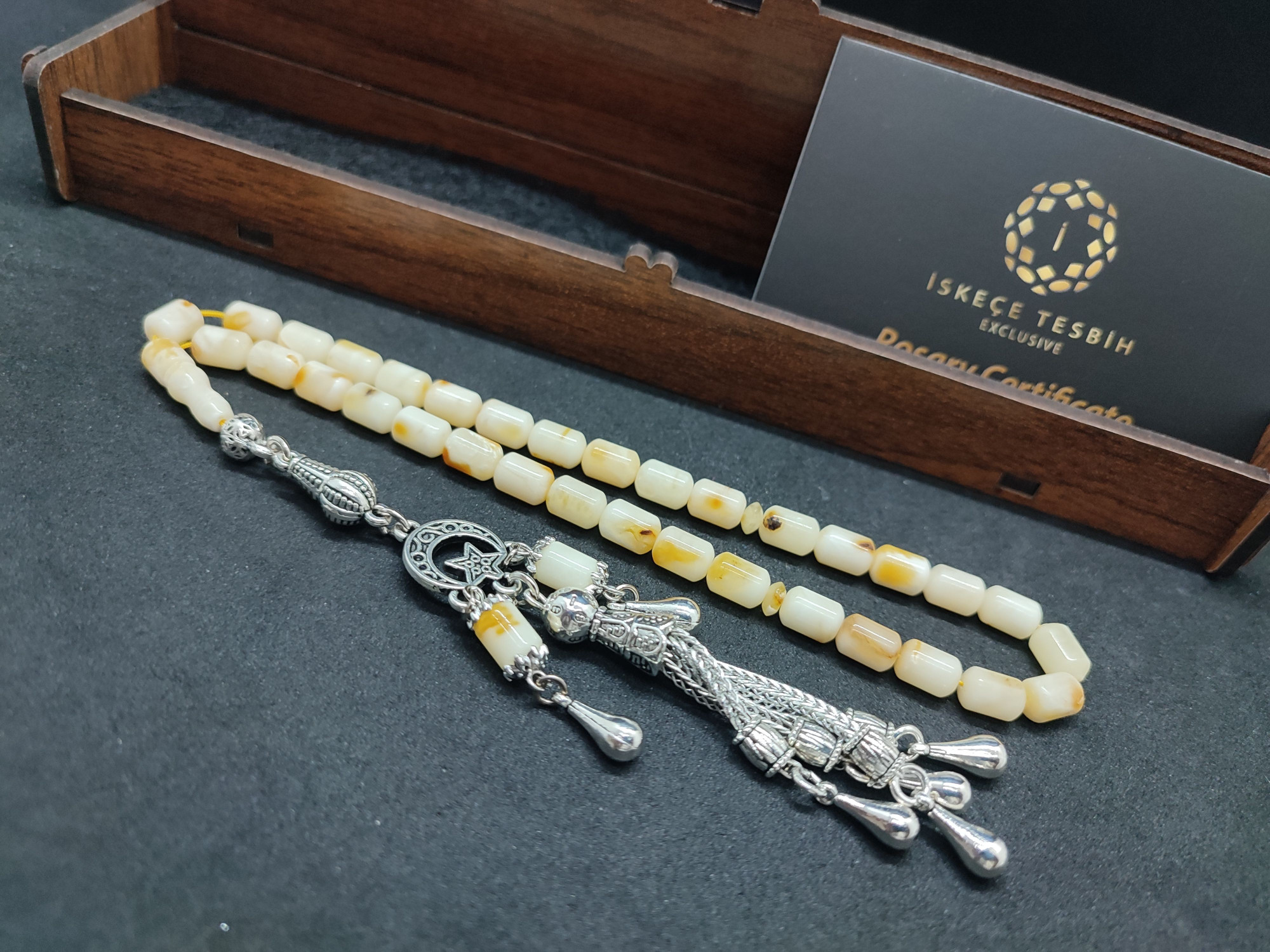 475 Ayar Gümüş Püsküllü El Boy Kalingrad White Amber 7.9 Gr.Sertifikalı 9625 küçük resim 4