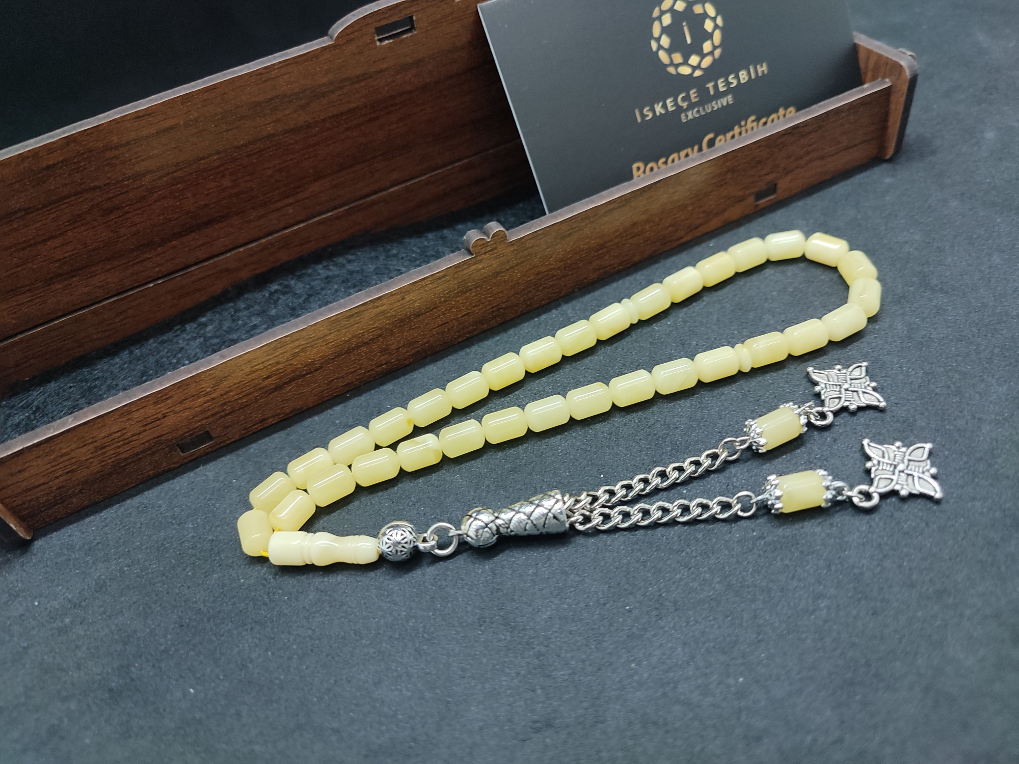 475 Ayar Gümüş Püsküllü El Boy Kalingrad White Amber 7.9 Gr.Sertifikalı 9627