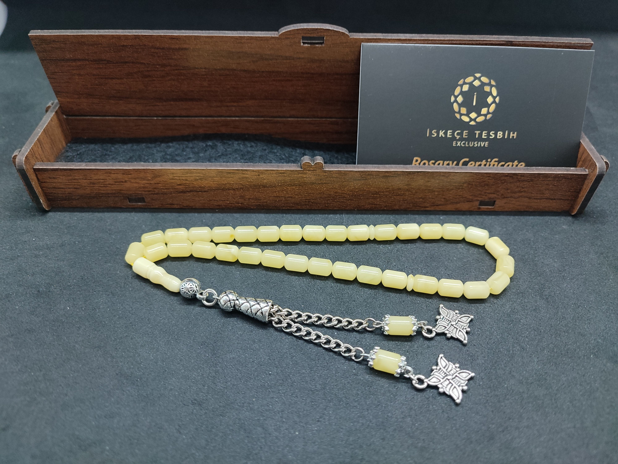 475 Ayar Gümüş Püsküllü El Boy Kalingrad White Amber 7.9 Gr.Sertifikalı 9627 küçük resim 2