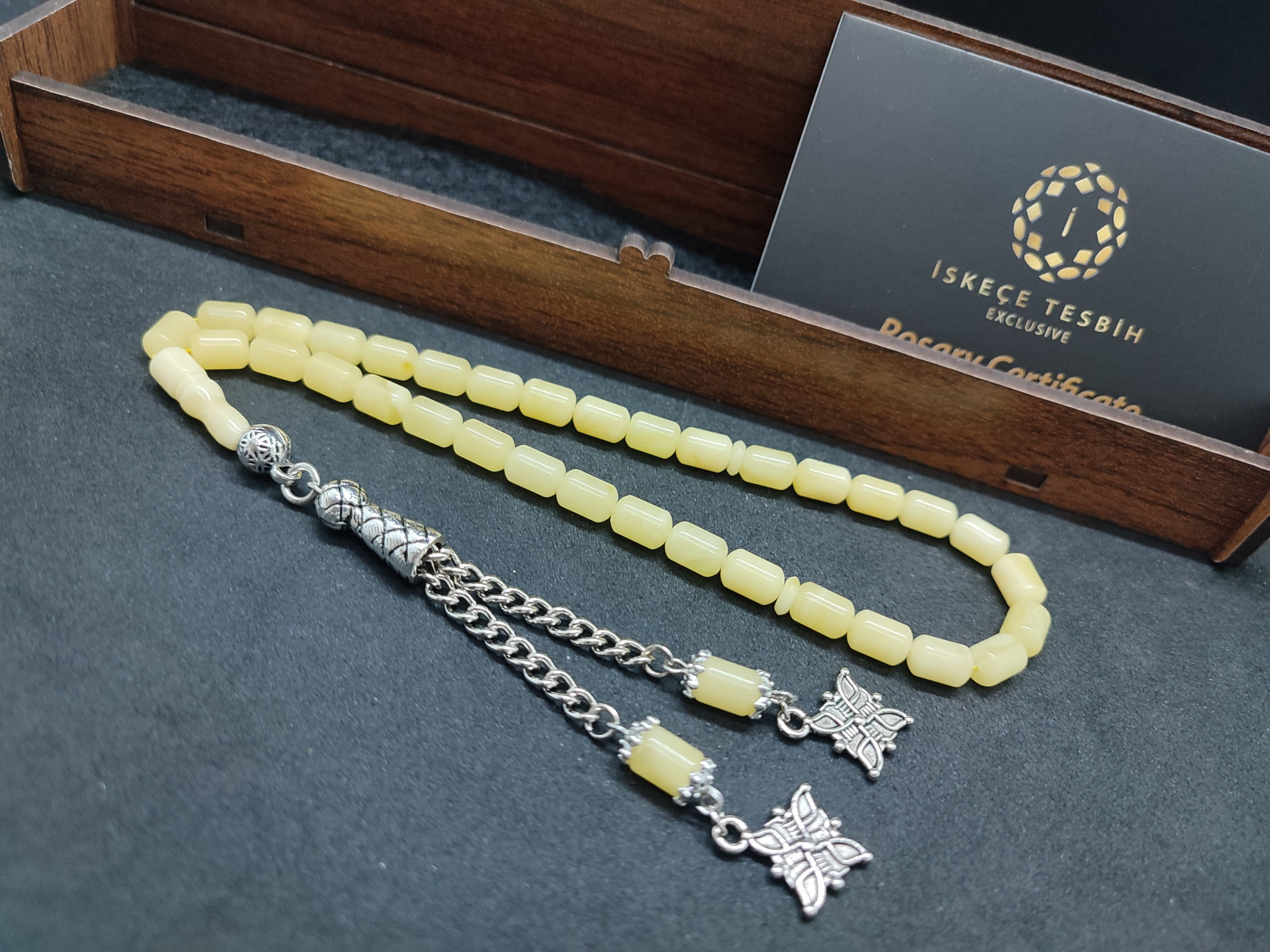 475 Ayar Gümüş Püsküllü El Boy Kalingrad White Amber 7.9 Gr.Sertifikalı 9627 küçük resim 3