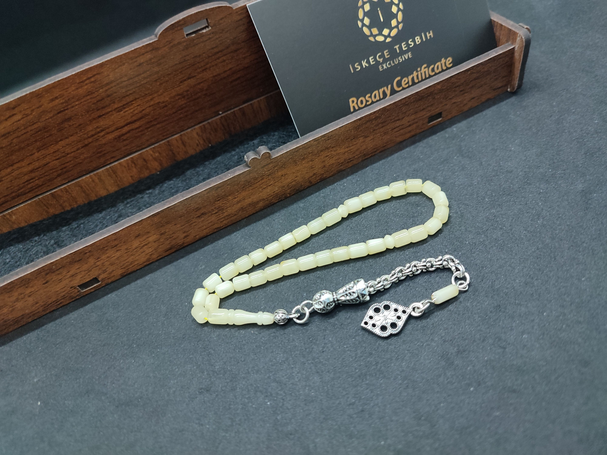 475 Ayar Gümüş Püsküllü 4 Parmak(Küçük Boy)Kalingrad White Amber 5.8 Gr.Sertifikalı 9649 küçük resim 2