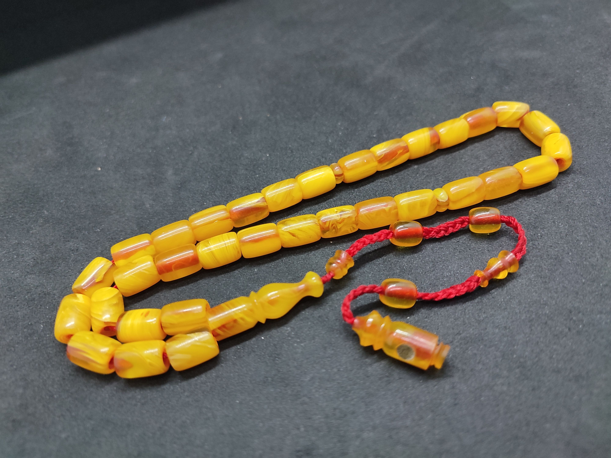 İsa Balkaya Usta Eseri̇ Eski̇ Usul Kat Kat İpe Di̇zi̇li̇ Eski̇ Objeden Sıkma Kehri̇bar Sertifikalı 9658 küçük resim 2