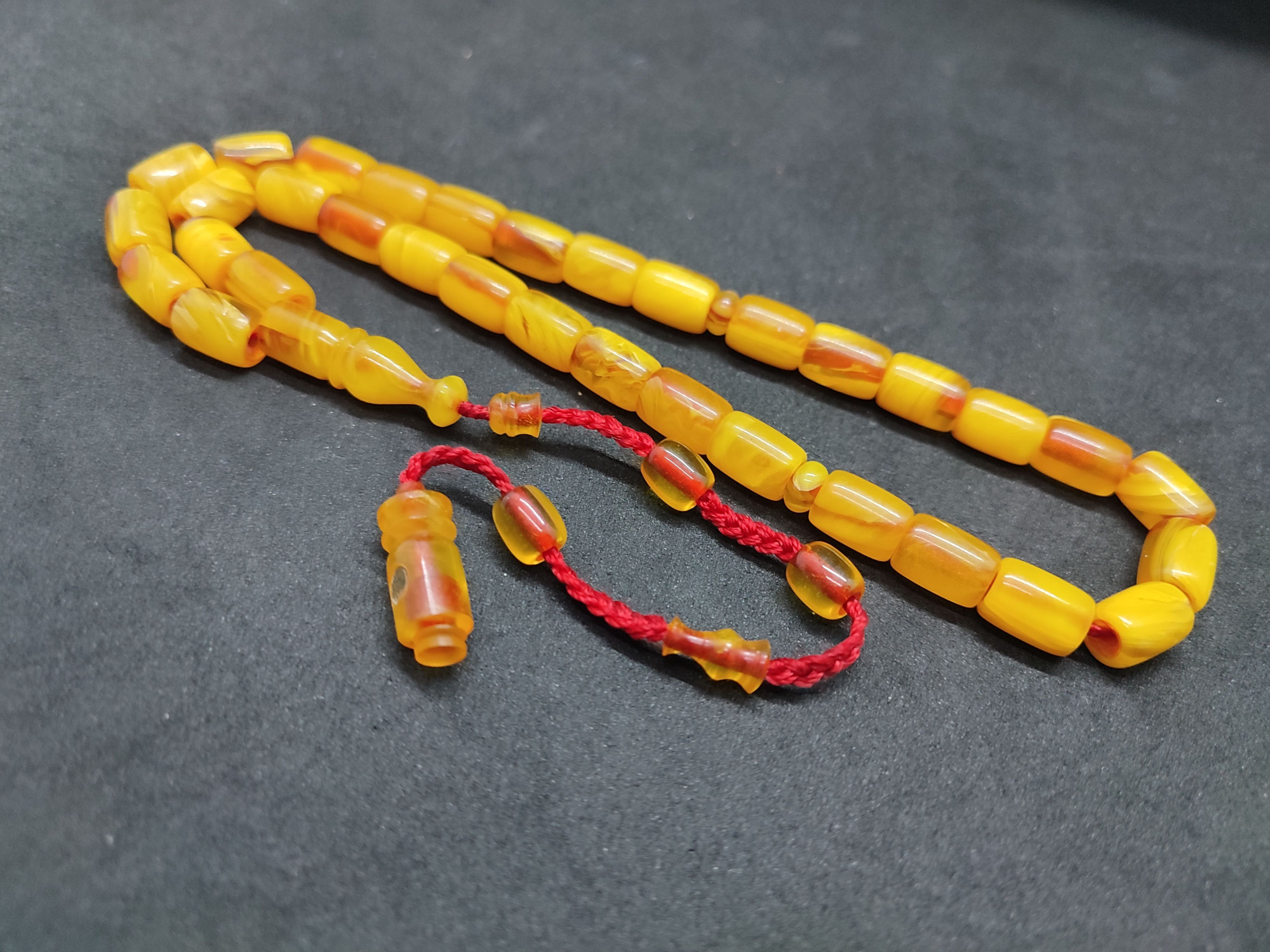 İsa Balkaya Usta Eseri̇ Eski̇ Usul Kat Kat İpe Di̇zi̇li̇ Eski̇ Objeden Sıkma Kehri̇bar Sertifikalı 9658 küçük resim 3