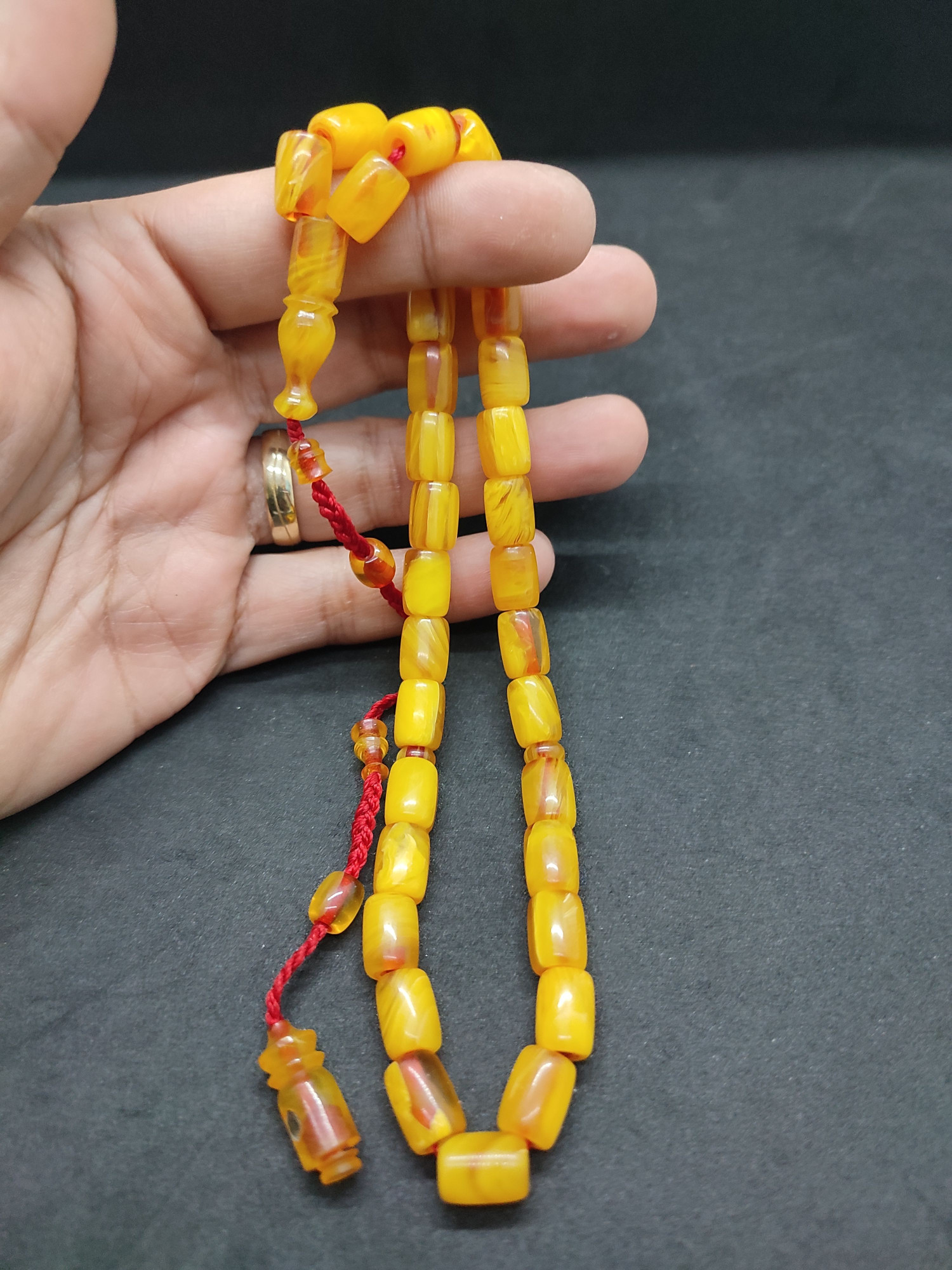 İsa Balkaya Usta Eseri̇ Eski̇ Usul Kat Kat İpe Di̇zi̇li̇ Eski̇ Objeden Sıkma Kehri̇bar Sertifikalı 9658 küçük resim 4