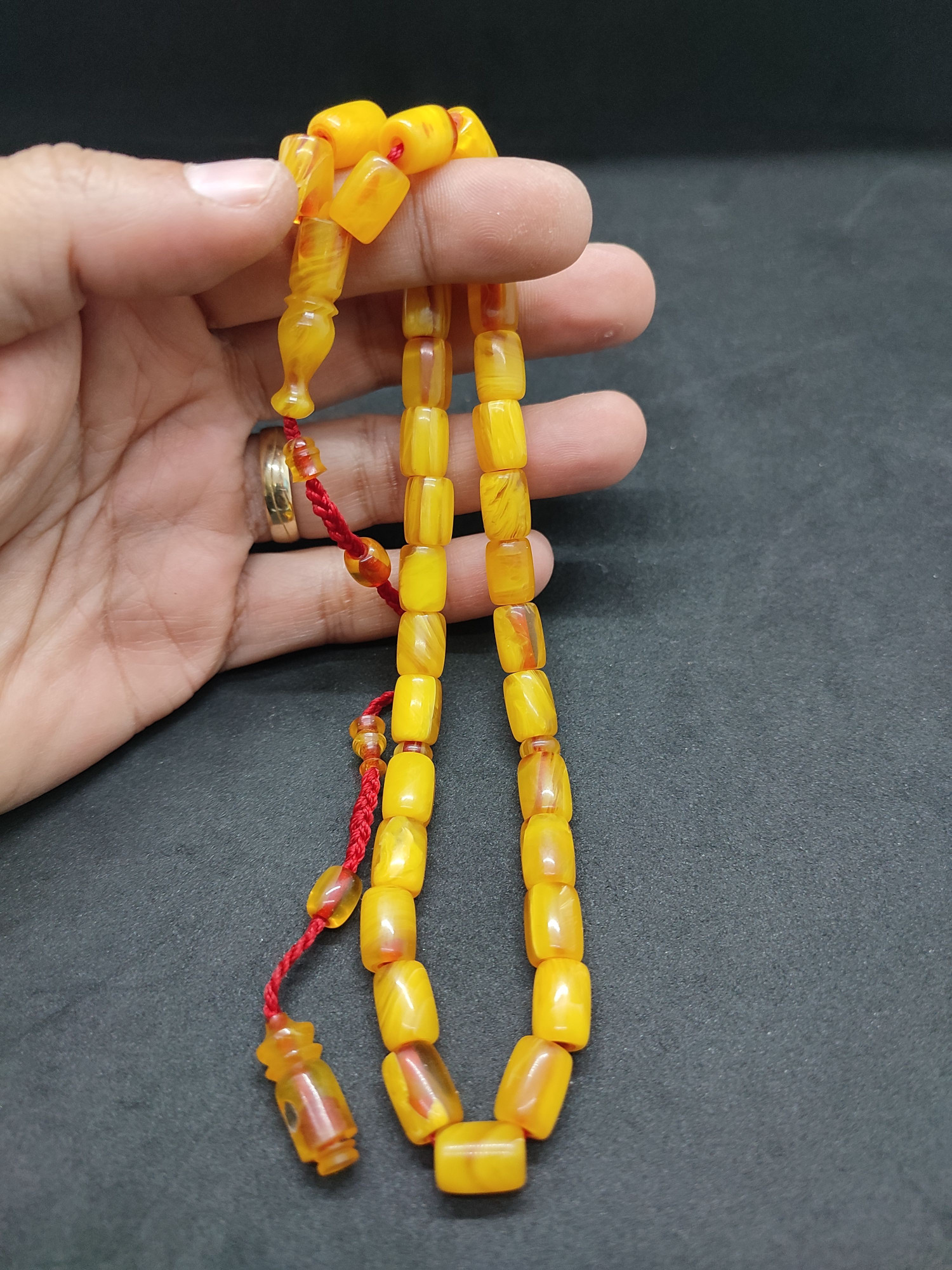 İsa Balkaya Usta Eseri̇ Eski̇ Usul Kat Kat İpe Di̇zi̇li̇ Eski̇ Objeden Sıkma Kehri̇bar Sertifikalı 9658 küçük resim 5