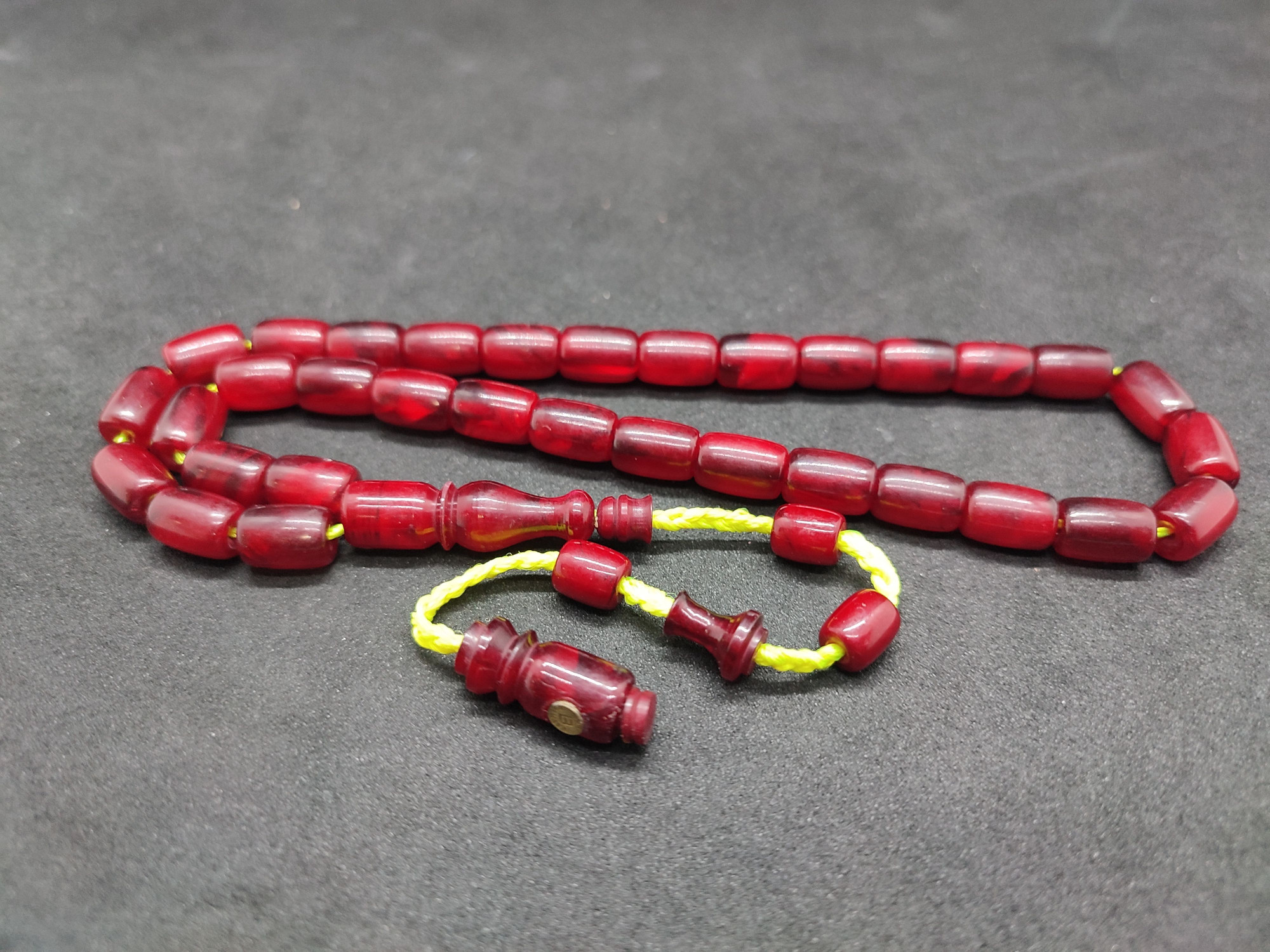 İsa Balkaya Usta Eseri̇ Eski̇ Usul Kat Kat İpe Di̇zi̇li̇ Eski̇ Objeden Sıkma Kehri̇bar Sertifikalı 9659 küçük resim 2