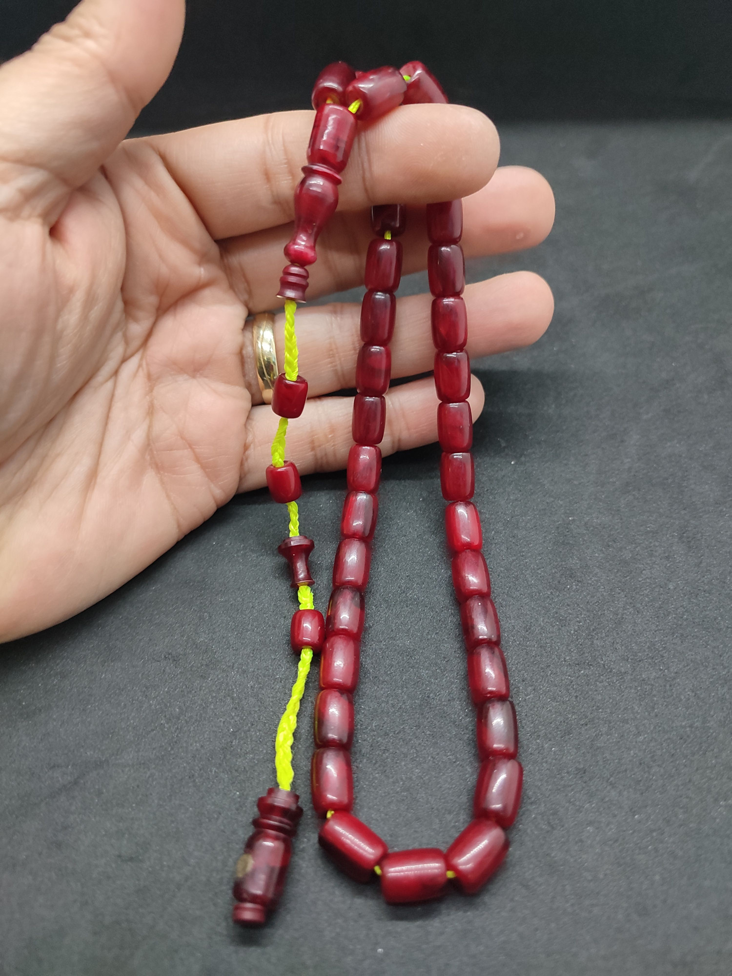 İsa Balkaya Usta Eseri̇ Eski̇ Usul Kat Kat İpe Di̇zi̇li̇ Eski̇ Objeden Sıkma Kehri̇bar Sertifikalı 9659 küçük resim 3