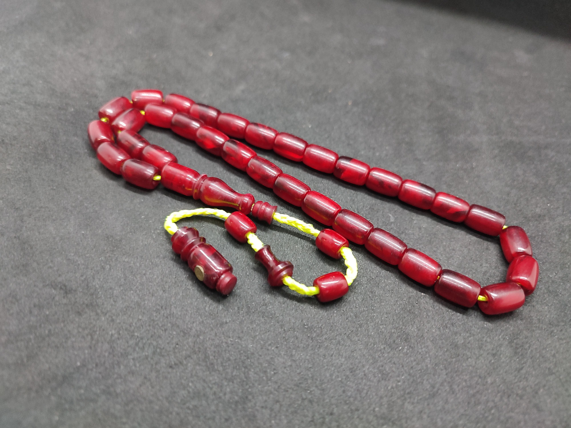 İsa Balkaya Usta Eseri̇ Eski̇ Usul Kat Kat İpe Di̇zi̇li̇ Eski̇ Objeden Sıkma Kehri̇bar Sertifikalı 9659 küçük resim 4