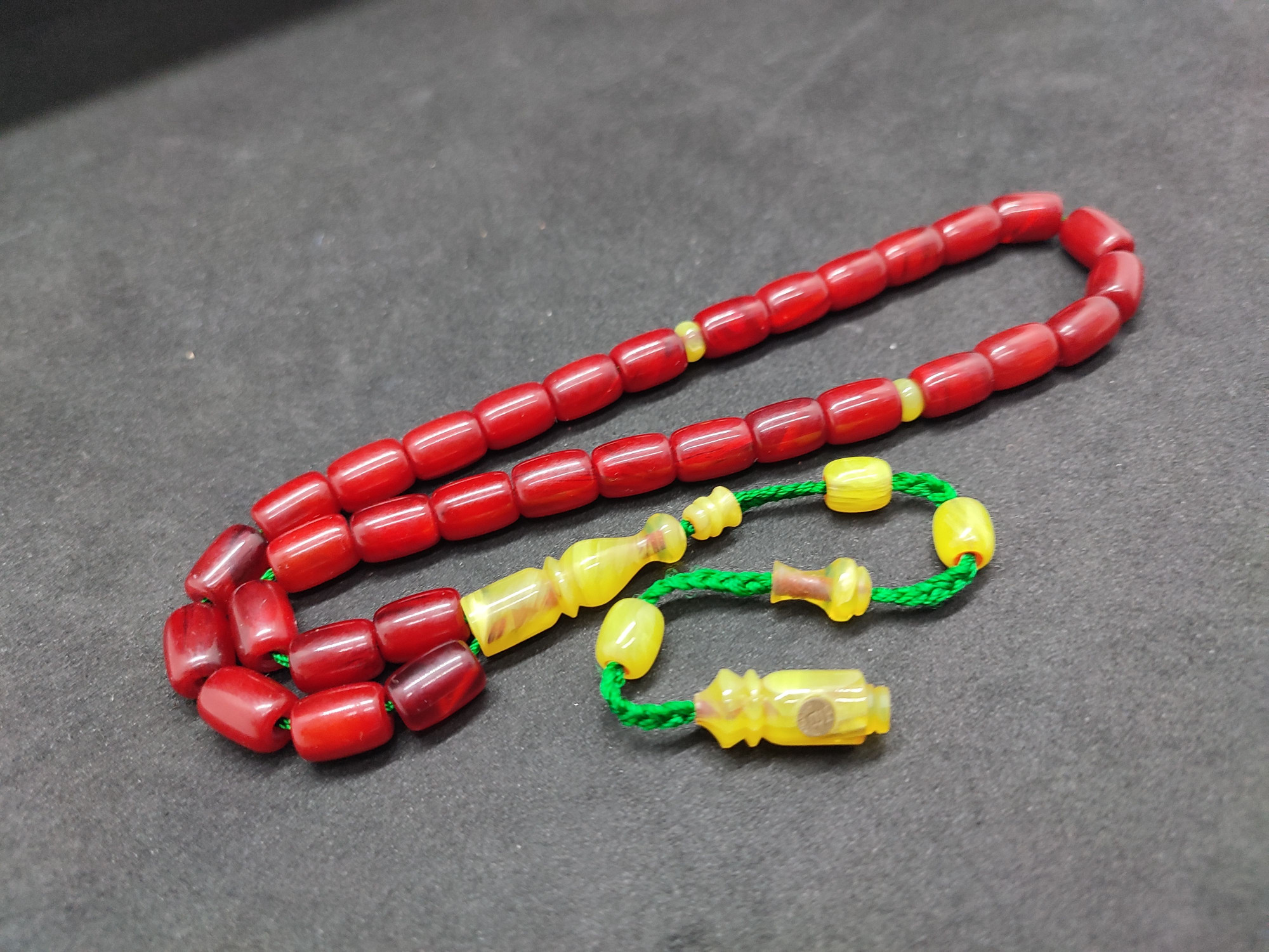 İsa Balkaya Usta Eseri̇ Eski̇ Usul Kat Kat İpe Di̇zi̇li̇ Eski̇ Objeden Sıkma Kehri̇bar Sertifikalı 9660 küçük resim 2