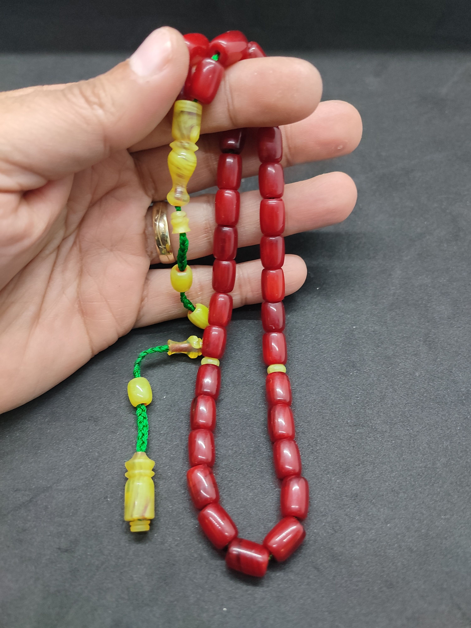 İsa Balkaya Usta Eseri̇ Eski̇ Usul Kat Kat İpe Di̇zi̇li̇ Eski̇ Objeden Sıkma Kehri̇bar Sertifikalı 9660 küçük resim 5