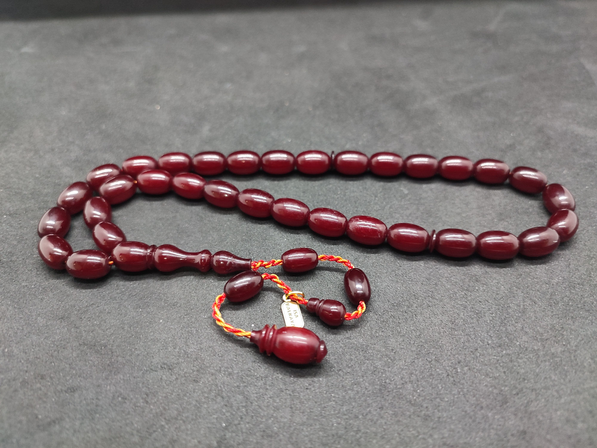 İsa Balkaya Usta Eseri̇ Eski̇ Usul Kat Kat İpe Di̇zi̇li̇ Eski̇ Objeden Sıkma Kehri̇bar Sertifikalı 9662 küçük resim 2