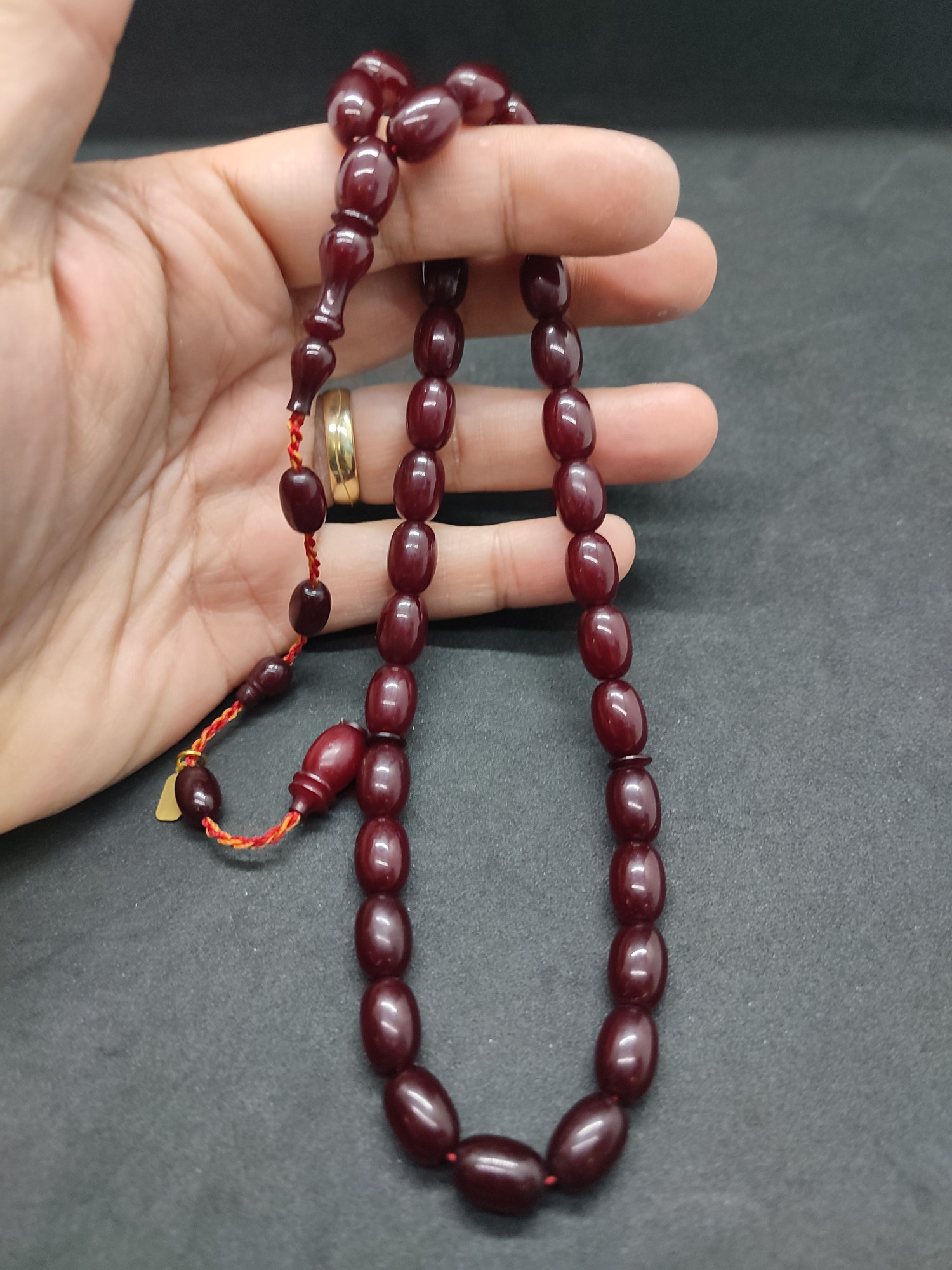 İsa Balkaya Usta Eseri̇ Eski̇ Usul Kat Kat İpe Di̇zi̇li̇ Eski̇ Objeden Sıkma Kehri̇bar Sertifikalı 9662 küçük resim 3