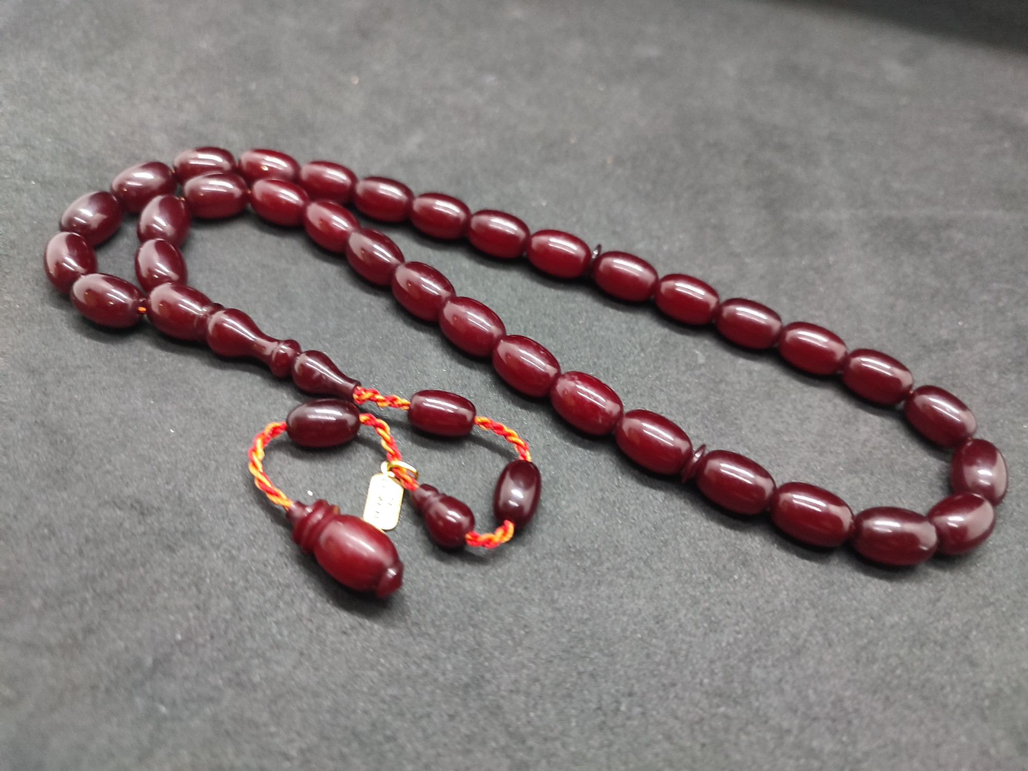 İsa Balkaya Usta Eseri̇ Eski̇ Usul Kat Kat İpe Di̇zi̇li̇ Eski̇ Objeden Sıkma Kehri̇bar Sertifikalı 9662 küçük resim 4