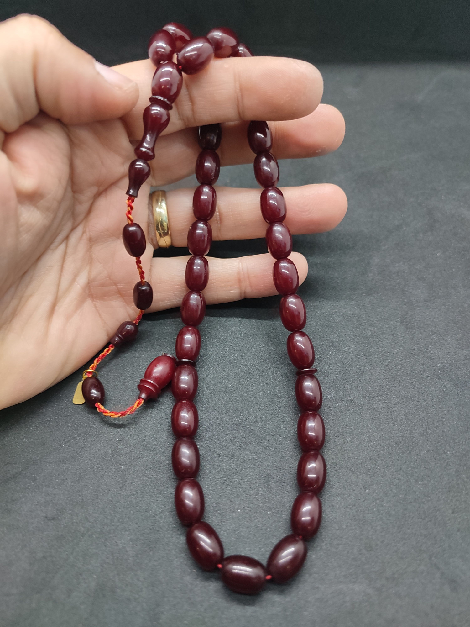 İsa Balkaya Usta Eseri̇ Eski̇ Usul Kat Kat İpe Di̇zi̇li̇ Eski̇ Objeden Sıkma Kehri̇bar Sertifikalı 9662 küçük resim 5