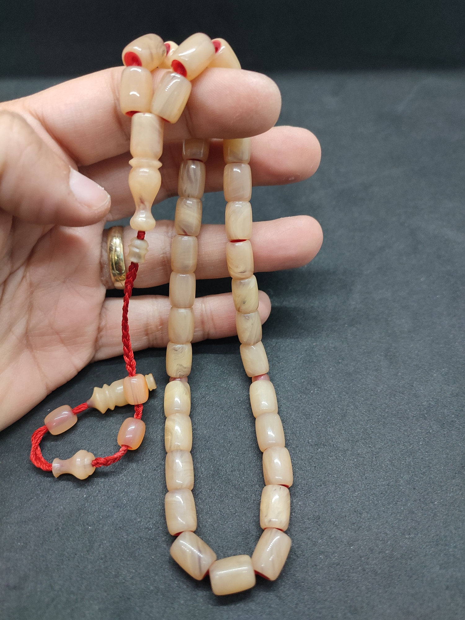 İsa Balkaya Usta Eseri̇ Eski̇ Usul Kat Kat İpe Di̇zi̇li̇ Eski̇ Objeden Sıkma Kehri̇bar Sertifikalı 9663 küçük resim 5