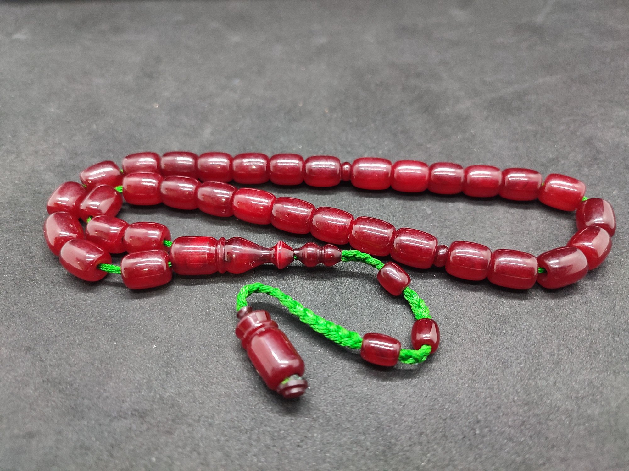 İsa Balkaya Usta Eseri̇ Eski̇ Usul Kat Kat İpe Di̇zi̇li̇ Eski̇ Objeden Sıkma Kehri̇bar Sertifikalı 9664 küçük resim 2