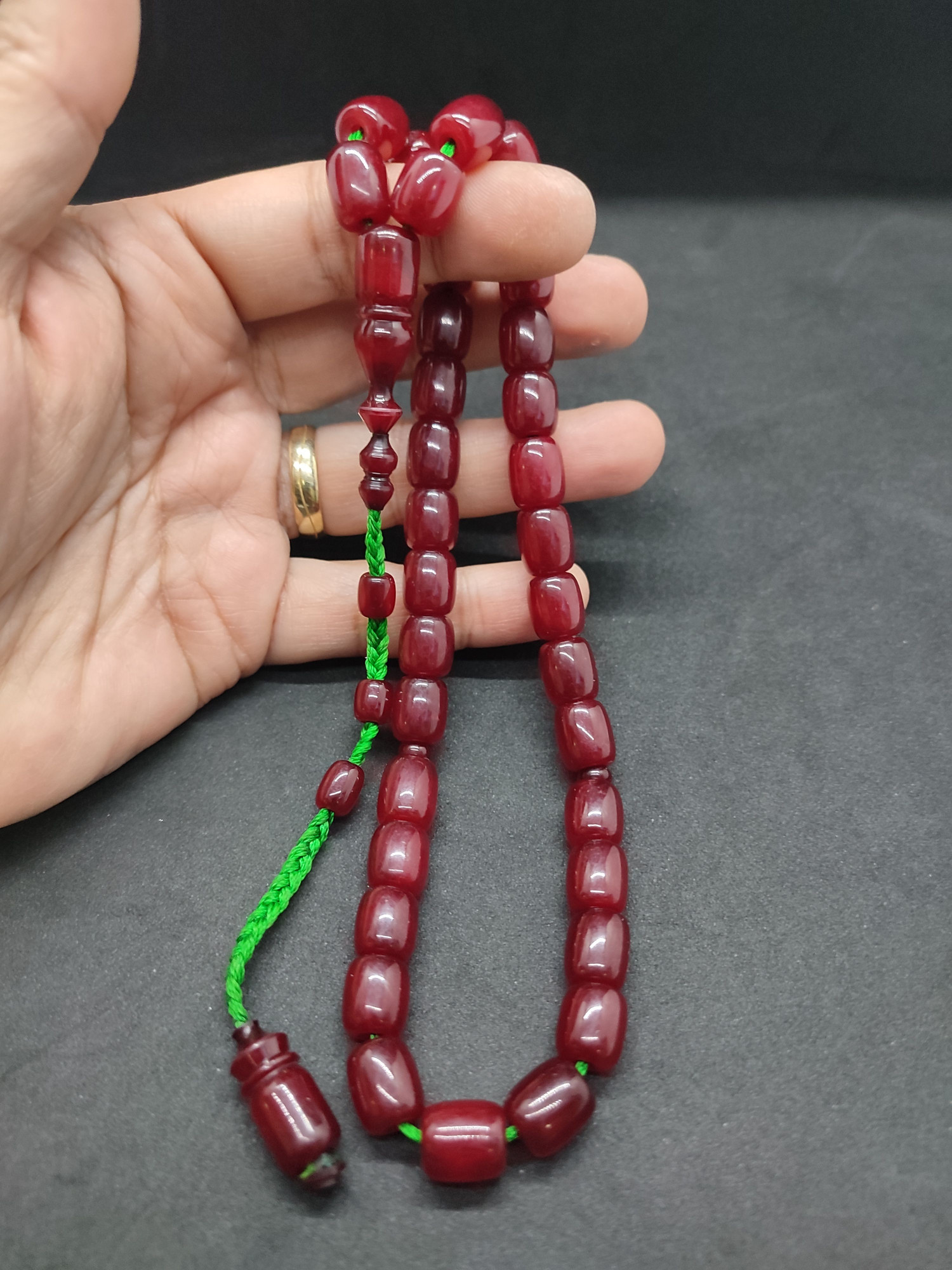 İsa Balkaya Usta Eseri̇ Eski̇ Usul Kat Kat İpe Di̇zi̇li̇ Eski̇ Objeden Sıkma Kehri̇bar Sertifikalı 9664 küçük resim 3