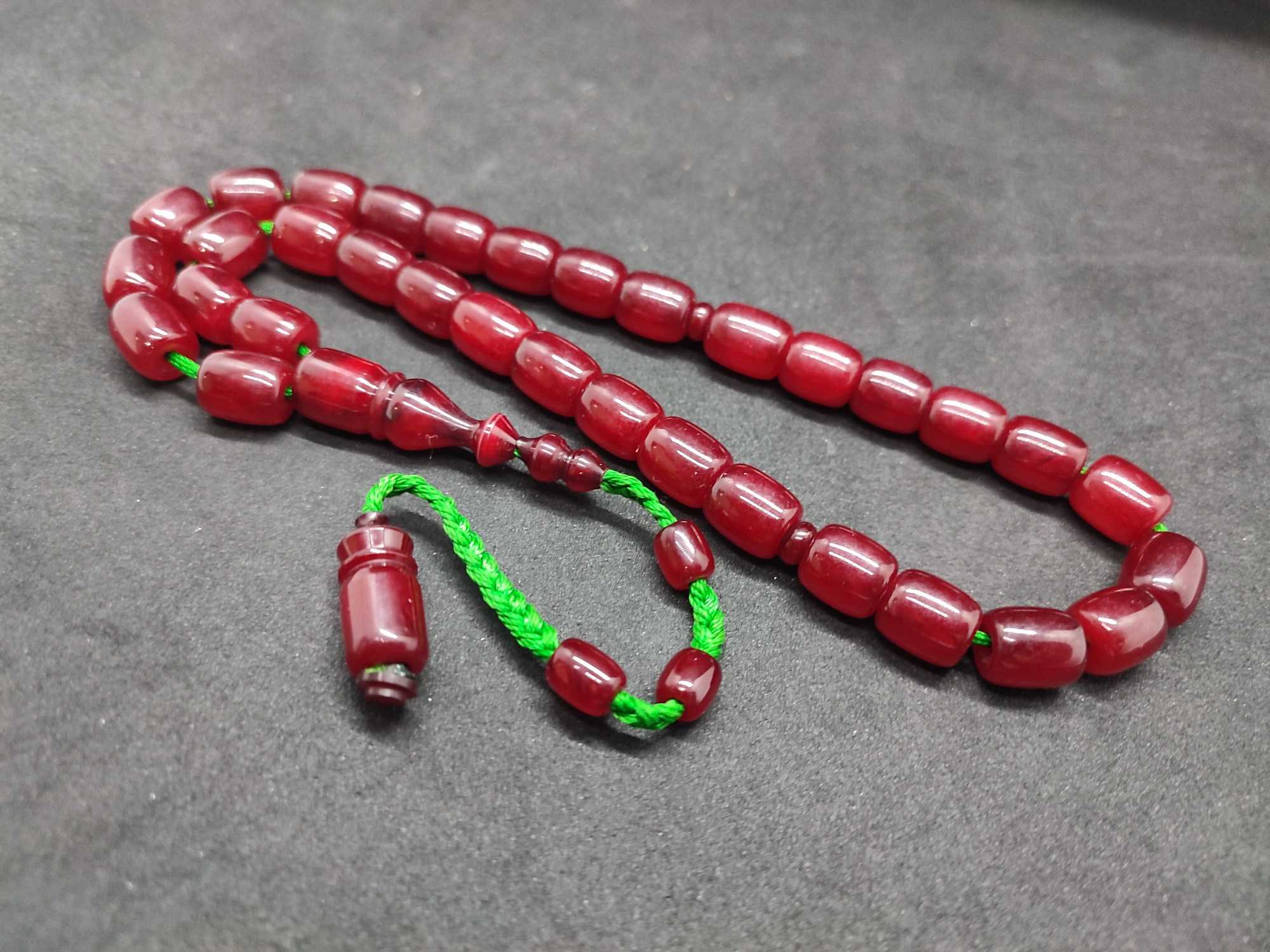 İsa Balkaya Usta Eseri̇ Eski̇ Usul Kat Kat İpe Di̇zi̇li̇ Eski̇ Objeden Sıkma Kehri̇bar Sertifikalı 9664 küçük resim 4