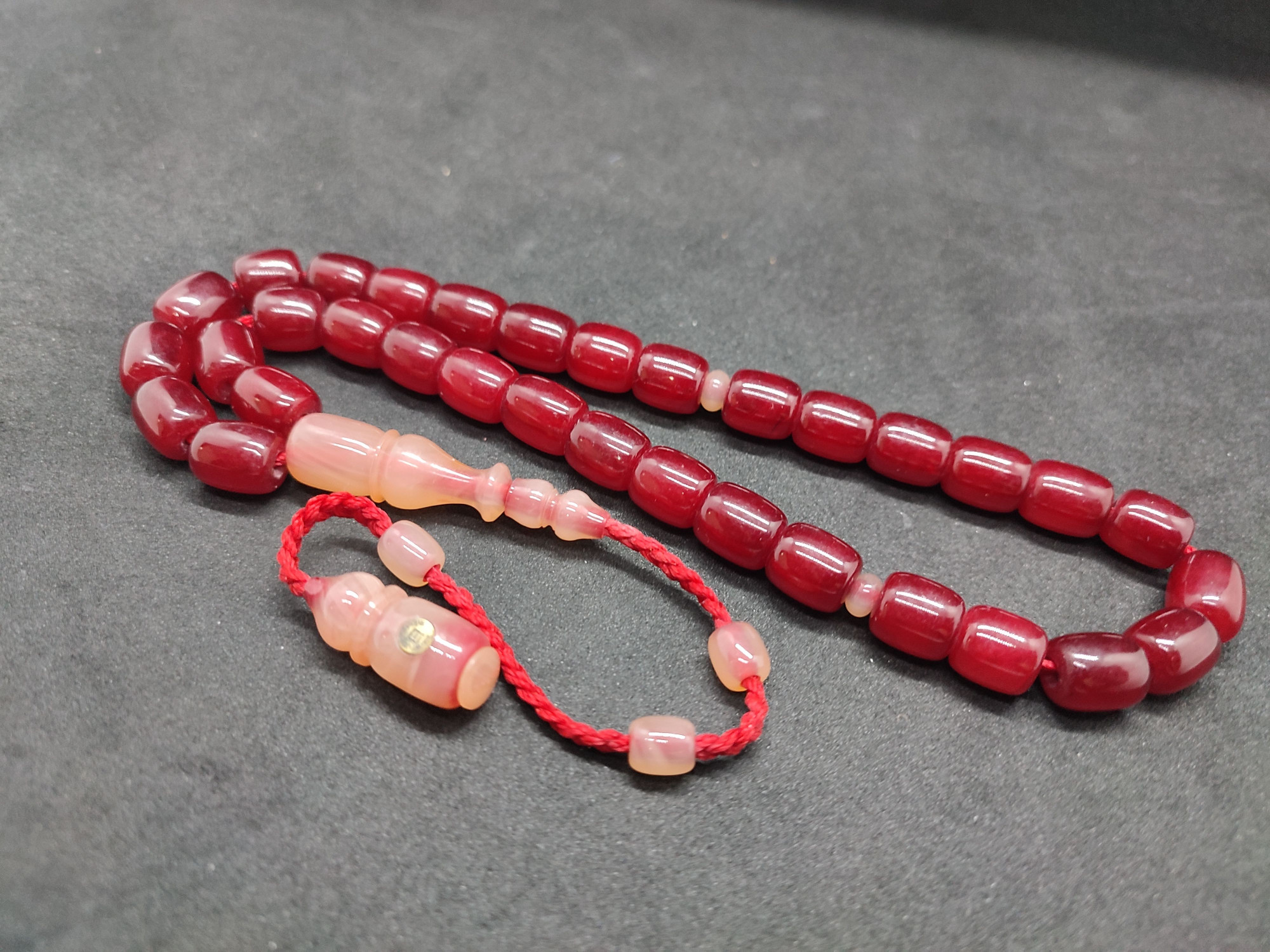 İsa Balkaya Usta Eseri̇ Eski̇ Usul Kat Kat İpe Di̇zi̇li̇ Eski̇ Objeden Sıkma Kehri̇bar Sertifikalı 9665 küçük resim 3