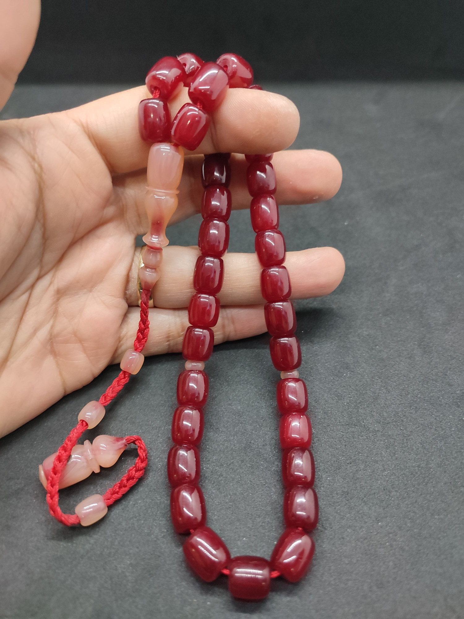 İsa Balkaya Usta Eseri̇ Eski̇ Usul Kat Kat İpe Di̇zi̇li̇ Eski̇ Objeden Sıkma Kehri̇bar Sertifikalı 9665 küçük resim 4