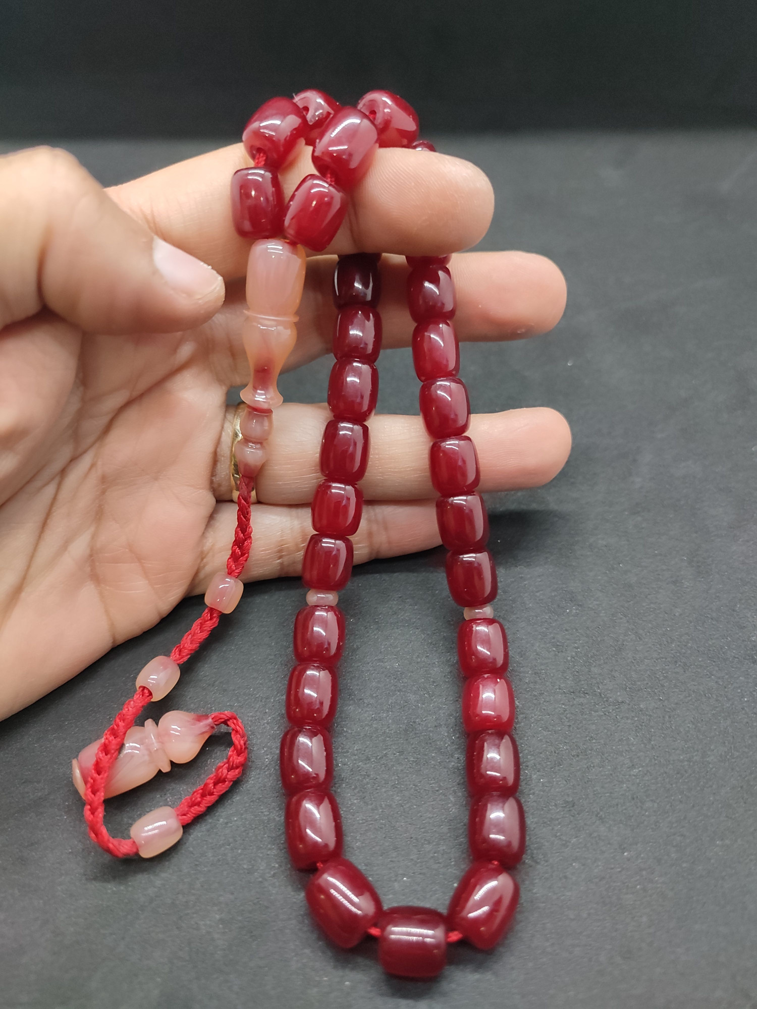 İsa Balkaya Usta Eseri̇ Eski̇ Usul Kat Kat İpe Di̇zi̇li̇ Eski̇ Objeden Sıkma Kehri̇bar Sertifikalı 9665 küçük resim 5